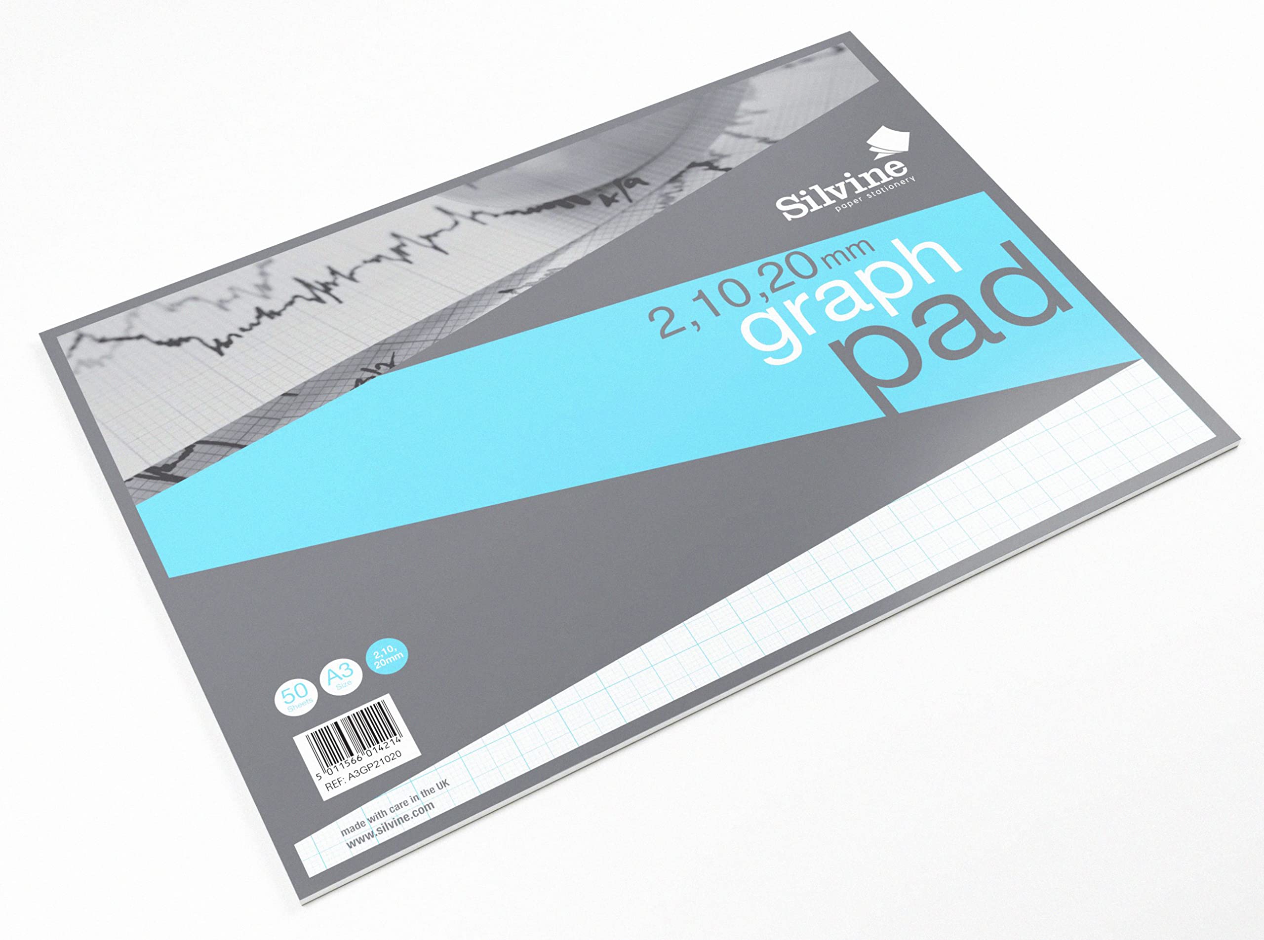 Silvine A3 Professional Graph Paper Pad - 2/10/20mm Blue Lines | 50 Sheets, 90gsm 1