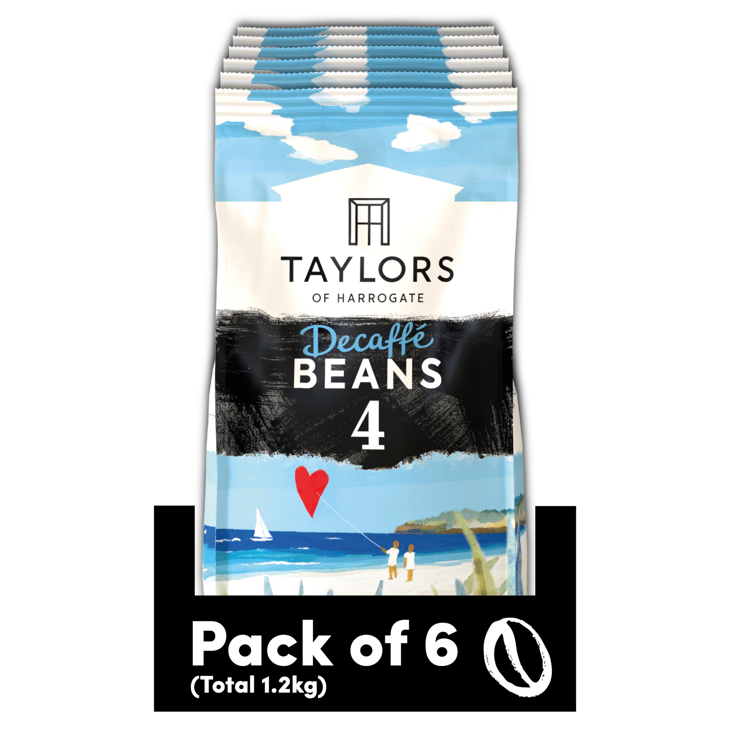 Taylors of Harrogate Decaffe Coffee Beans 200g (Pack of 6) - Total 1.2kg 1