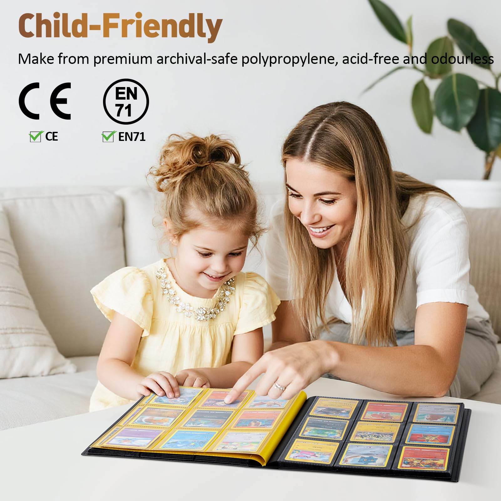 Euqvunn Trading Card Binder - 24 Sheets with 2 Spotlight Pages for Collectible Cards