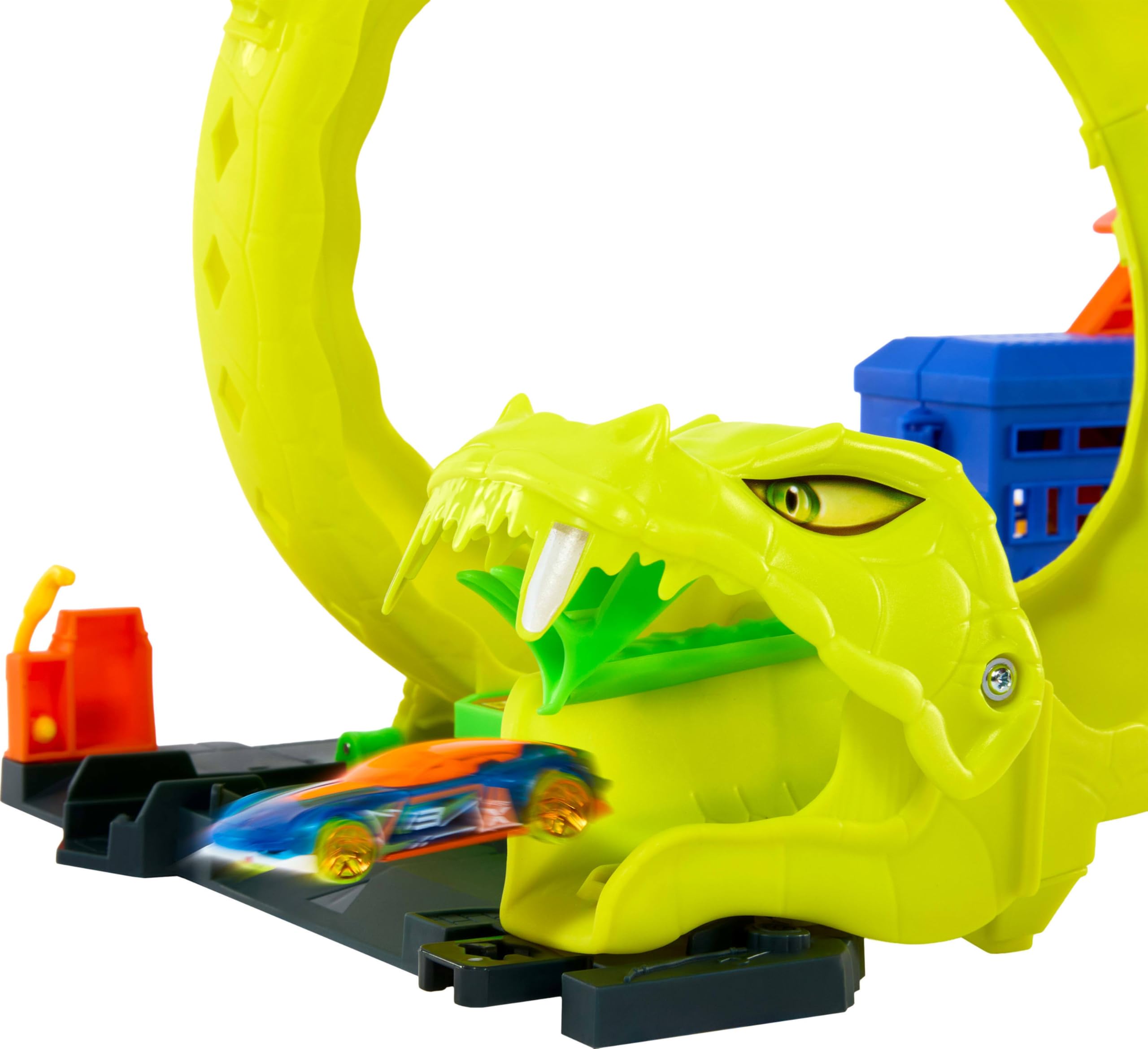 Hot Wheels Snake Spiral Attack Playset - Slithering Snake Race Track with 1:64 Scale Car