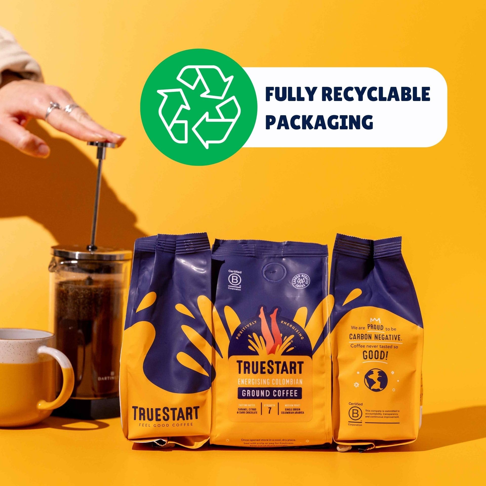 TRUESTART Energising Colombian Ground Coffee - Smooth Medium Roast, Mycotoxin-Free | 200g 3