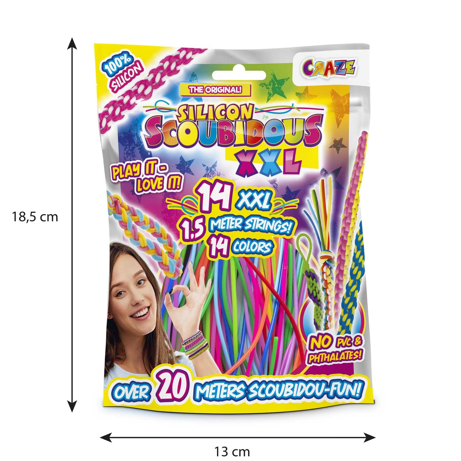 CRAZE SCOUBIDOUS - Bag XXL Jewellery Making Kit | 14 Silicone Strings | 21m Crafting Fun 6