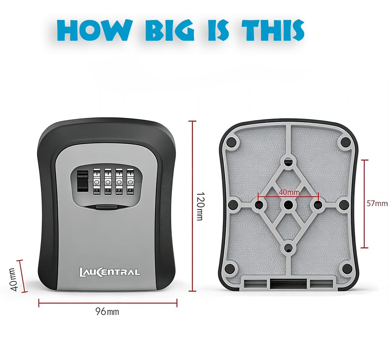 LauCentral Key Safe Wall Mounted - 4 Digit Combination Lock | Weatherproof ABS + Metal Build 3