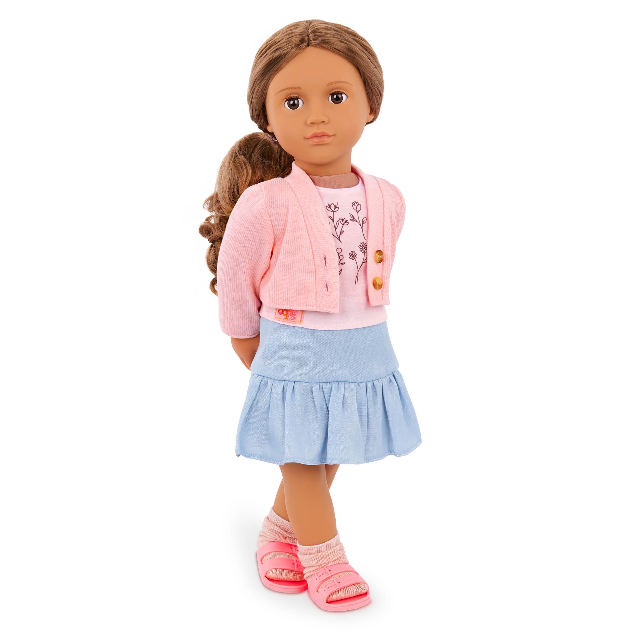 Our Generation Country Charm 18-Inch Doll Clothes Set - Pink Sweater & Blue Skirt Outfit for Ages 3+ 9