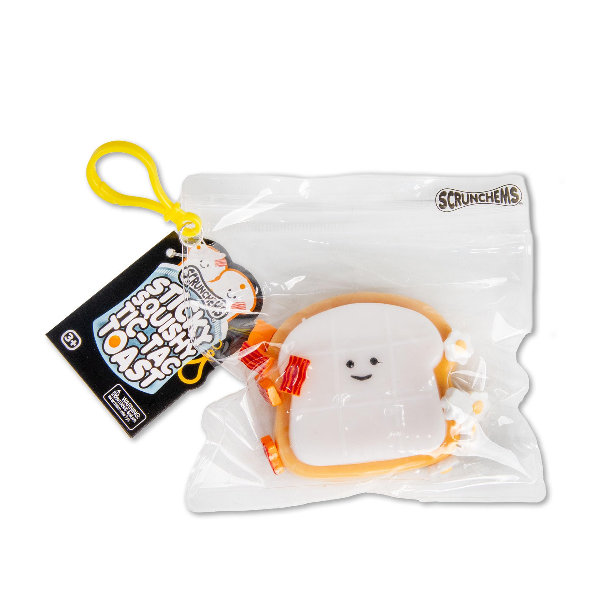 SCRUNCHEMS Sticky Squishy Tic-Tac-Toast - Interactive Fidget Toy with Removable Bacon & Eggs | Multi Coloured Plastic