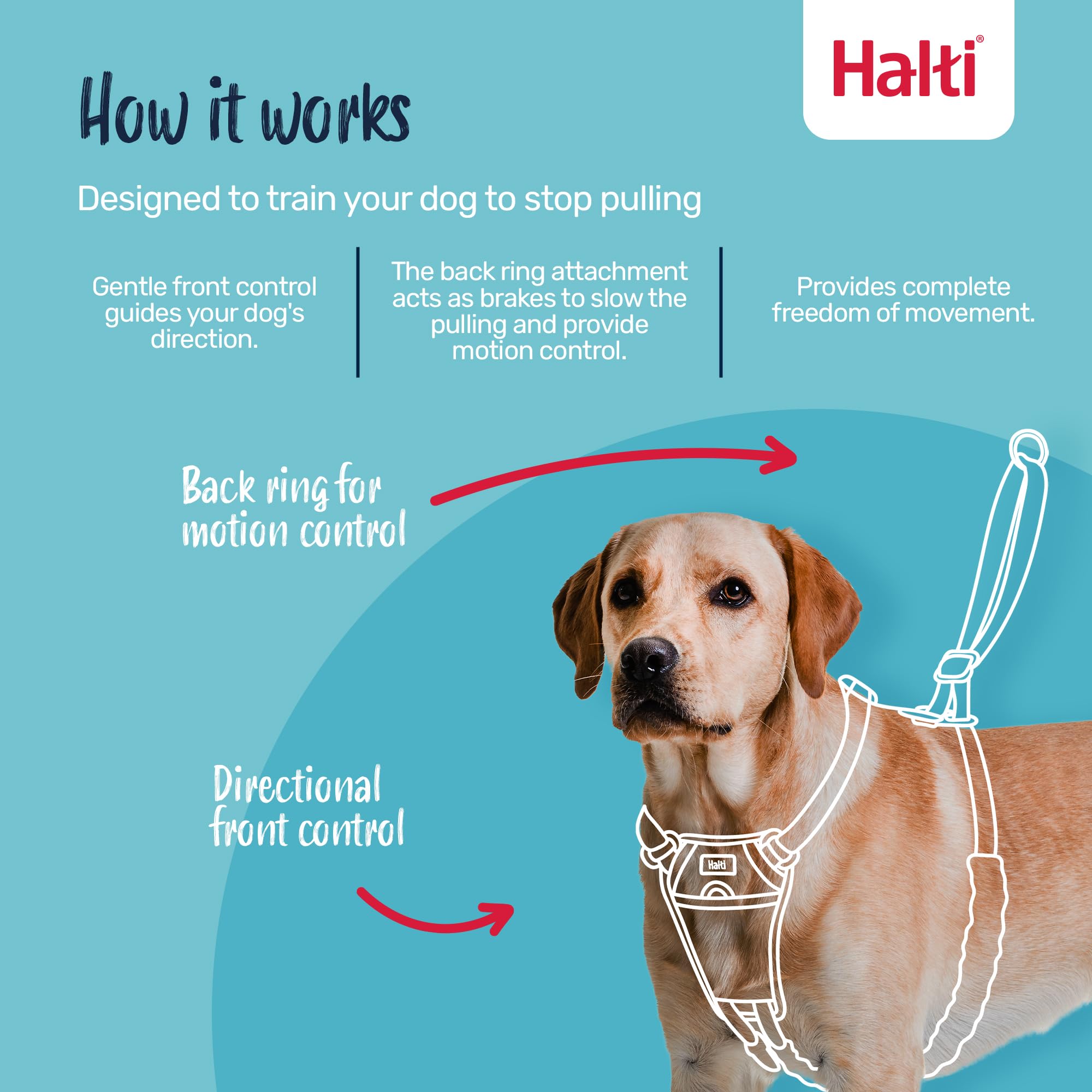 Halti No Pull Harness - Stops Leash Pulling | Adjustable | Size M | Dark Orange