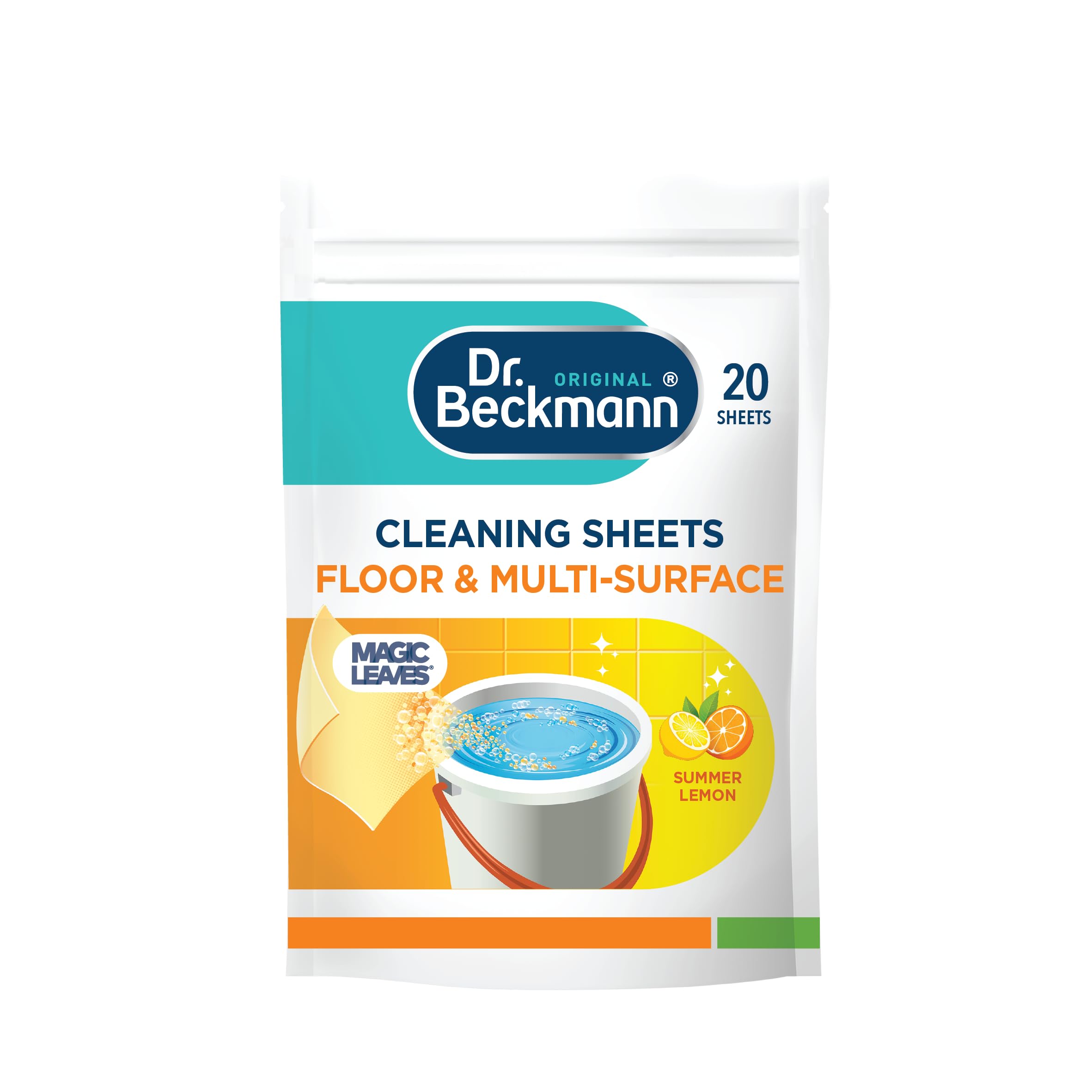 Dr. Beckmann Floor & Multi-Surface Cleaning Sheets - 20 Count | Powerful Against Dirt & Grease | Lemon Scent