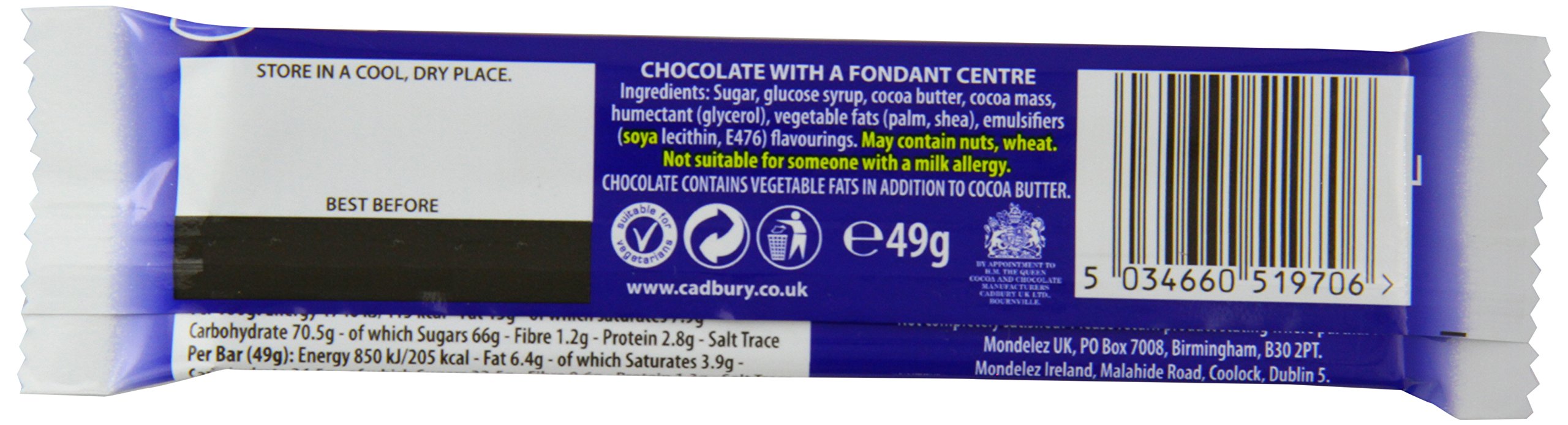 Fry's Chocolate Cream Bar, Smooth Milk Chocolate with Creamy Fondant Centre, 49g