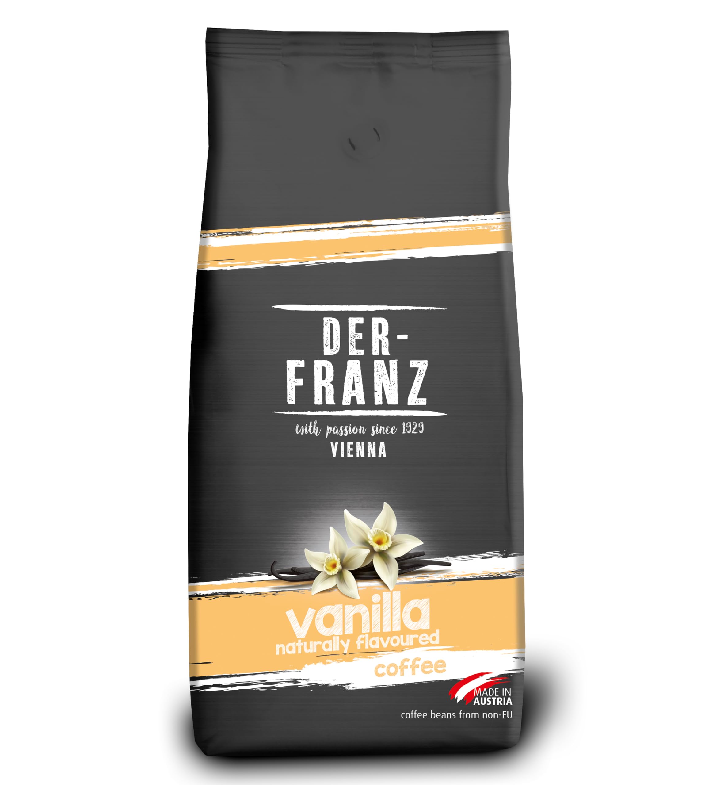 Der-Franz Vanilla Flavored Whole Coffee Beans - Arabica/Robusta Blend | Intensity 3/5 | 1kg