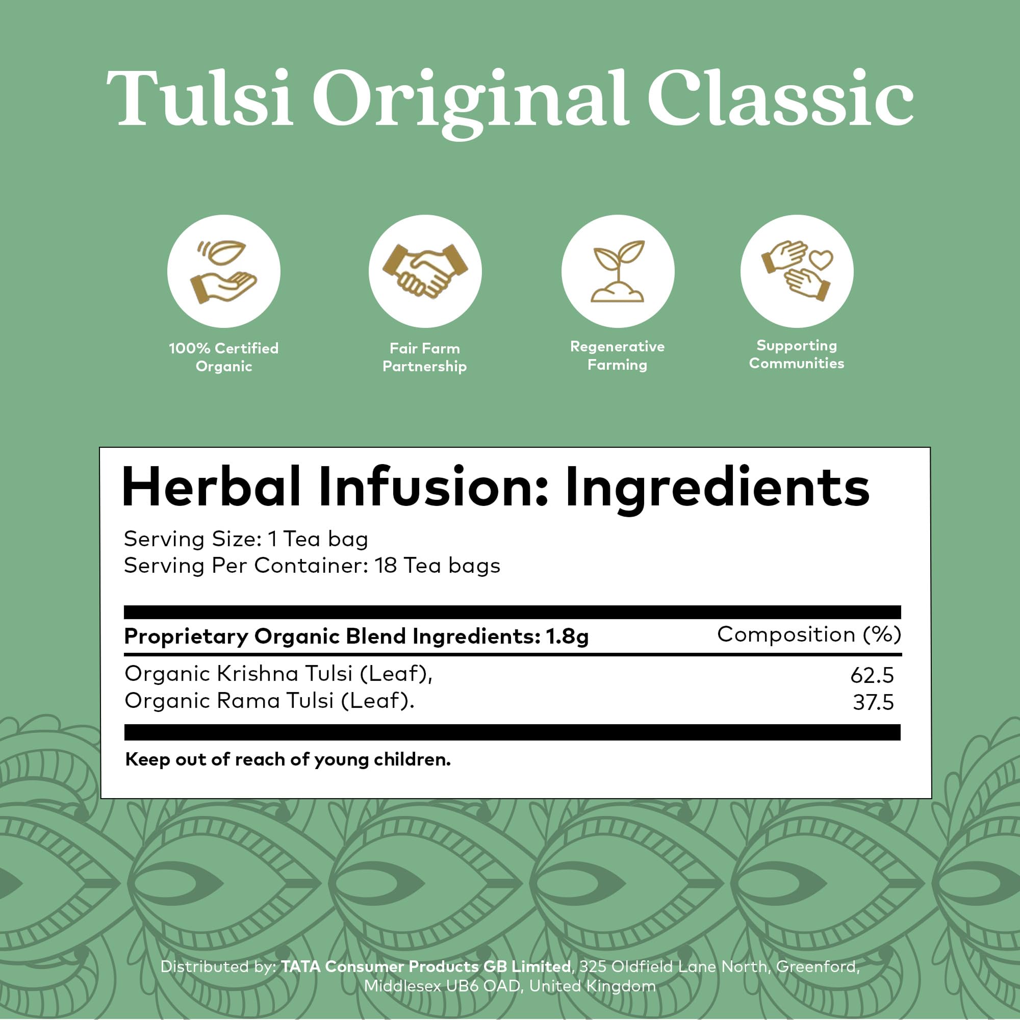 Organic India Original Tulsi Herbal Tea - Caffeine-Free, Individually Wrapped Tea Bags 3