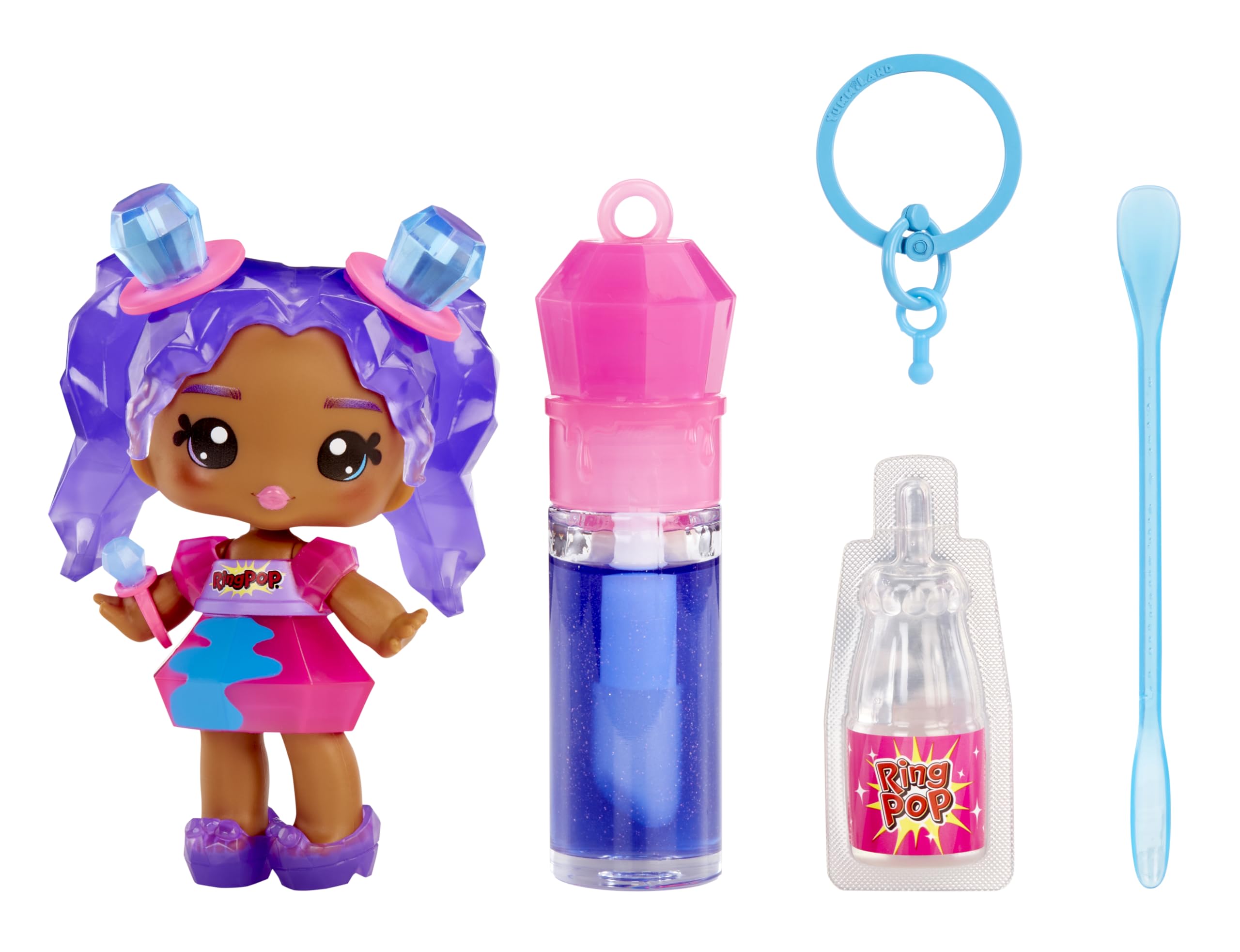 Yummiland x Ring Pop Ruthie Pop Doll - DIY Lip Gloss Playset with Keychain, Ages4+