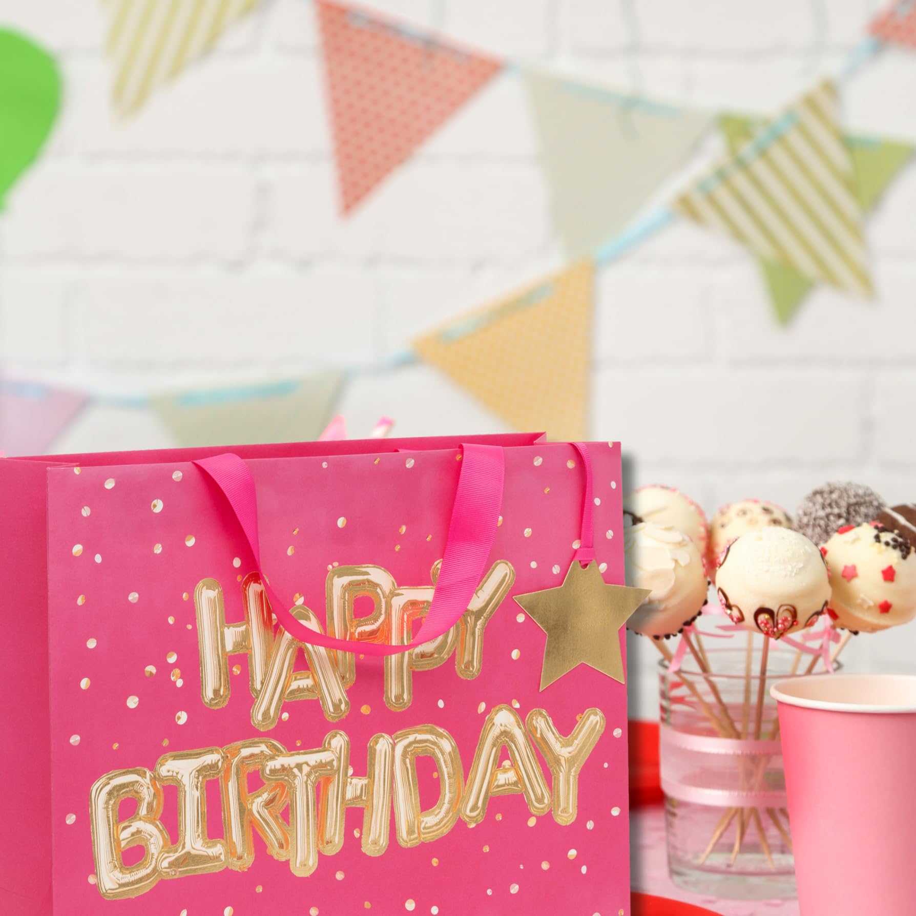 Glick Large Landscape Gift Bag - Helium Happy Birthday Pink | 275x355x100mm | Premium 210GSM Paper 4