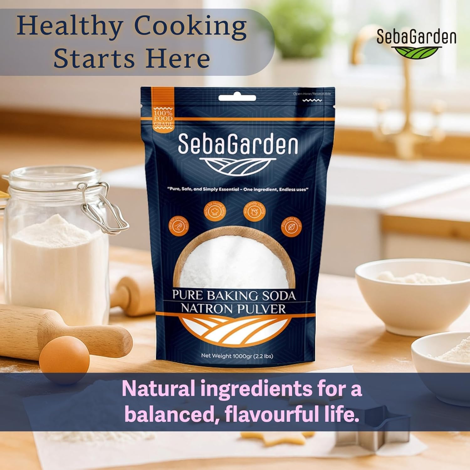 Seba Garden Bicarbonate of Soda - 1kg Food Grade Powder | Aluminium-Free Leavening Agent 3
