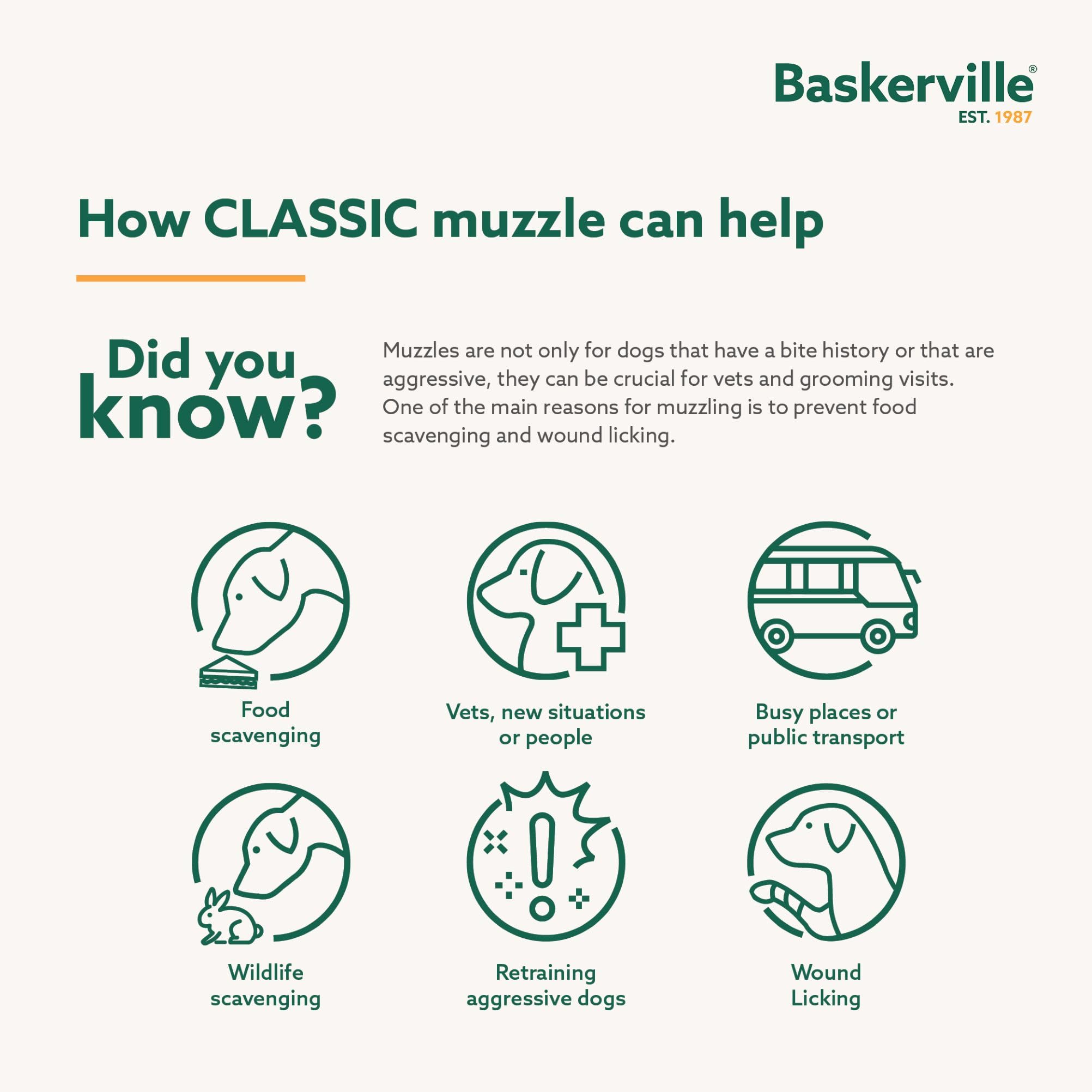 Baskerville Classic Basket Muzzle - Size 6, Brown, Prevents Biting & Scavenging 3