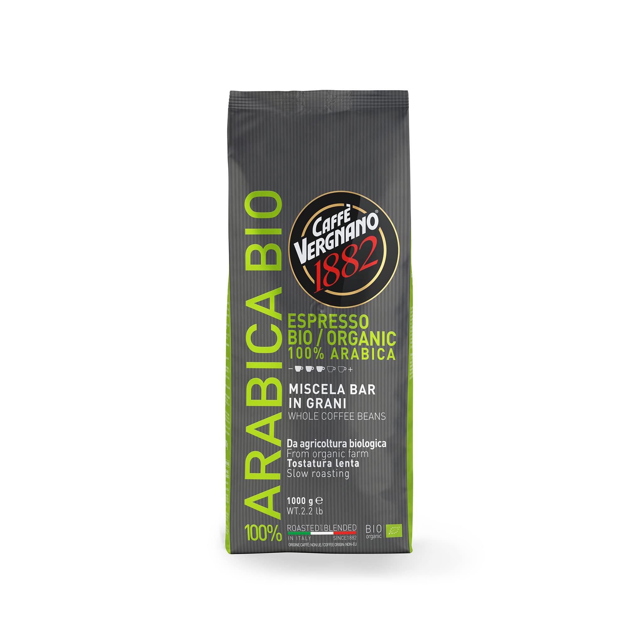 Caffè Vergnano 1882 100% Arabica Bio Whole Bean Roasted Coffee - 1 kg Pack 1