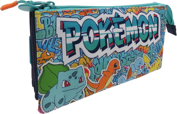 CYPBRANDS Unisex Kid's Pokémon Triple Pencil Case - Adaptable to Trolley Backpacks