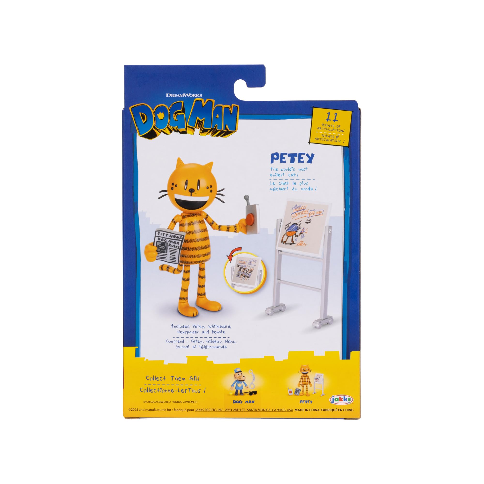Dog Man Movie Petey 12.7cm Articulated Action Figure, Collect all the Movie Action Figures and Plush Toys by JAKKS Pacific, Based on The Dog Man Book and Dog Man Film