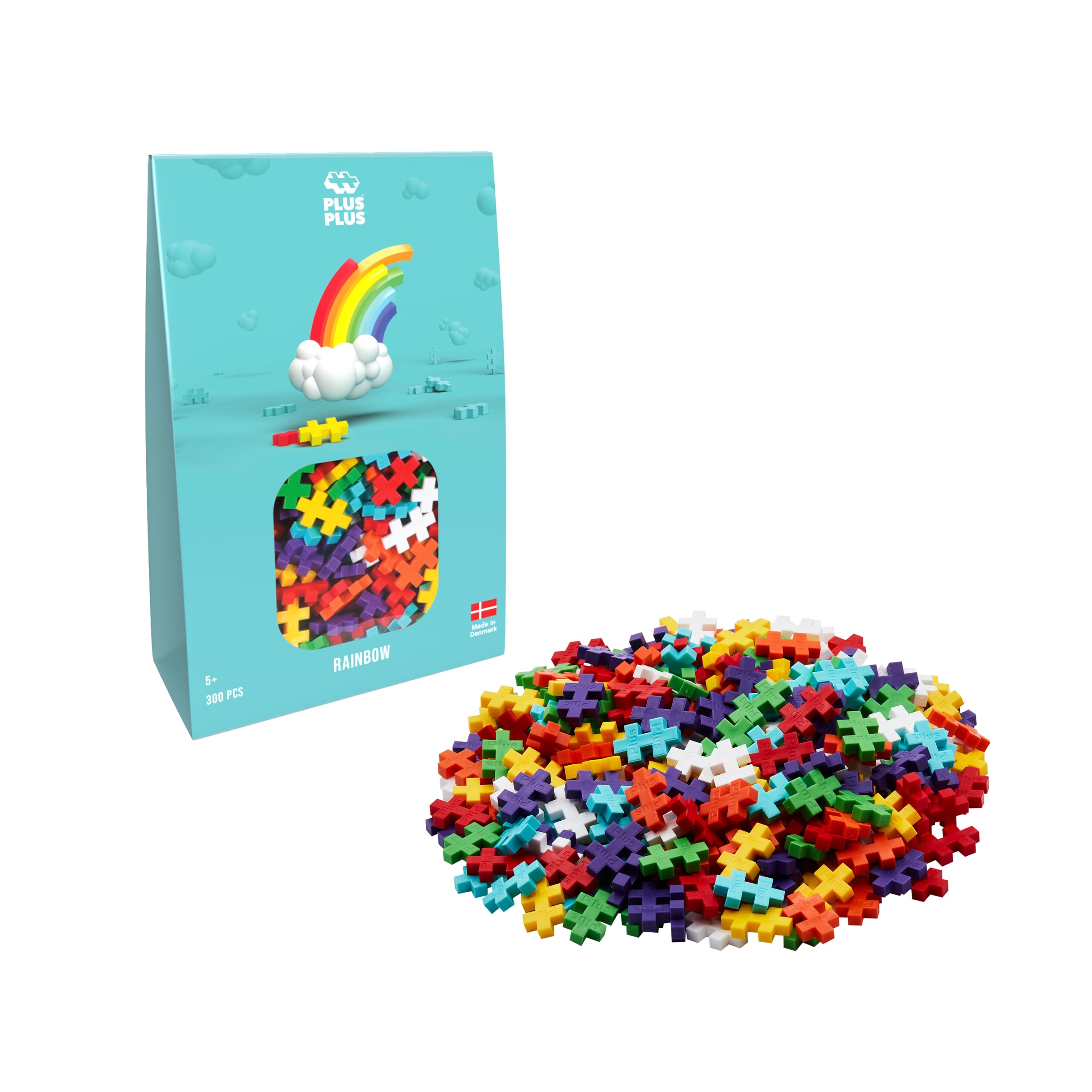 PLUS PLUS Rainbow 300 Piece Building Set - Creative STEM Toy for Kids Age 5+