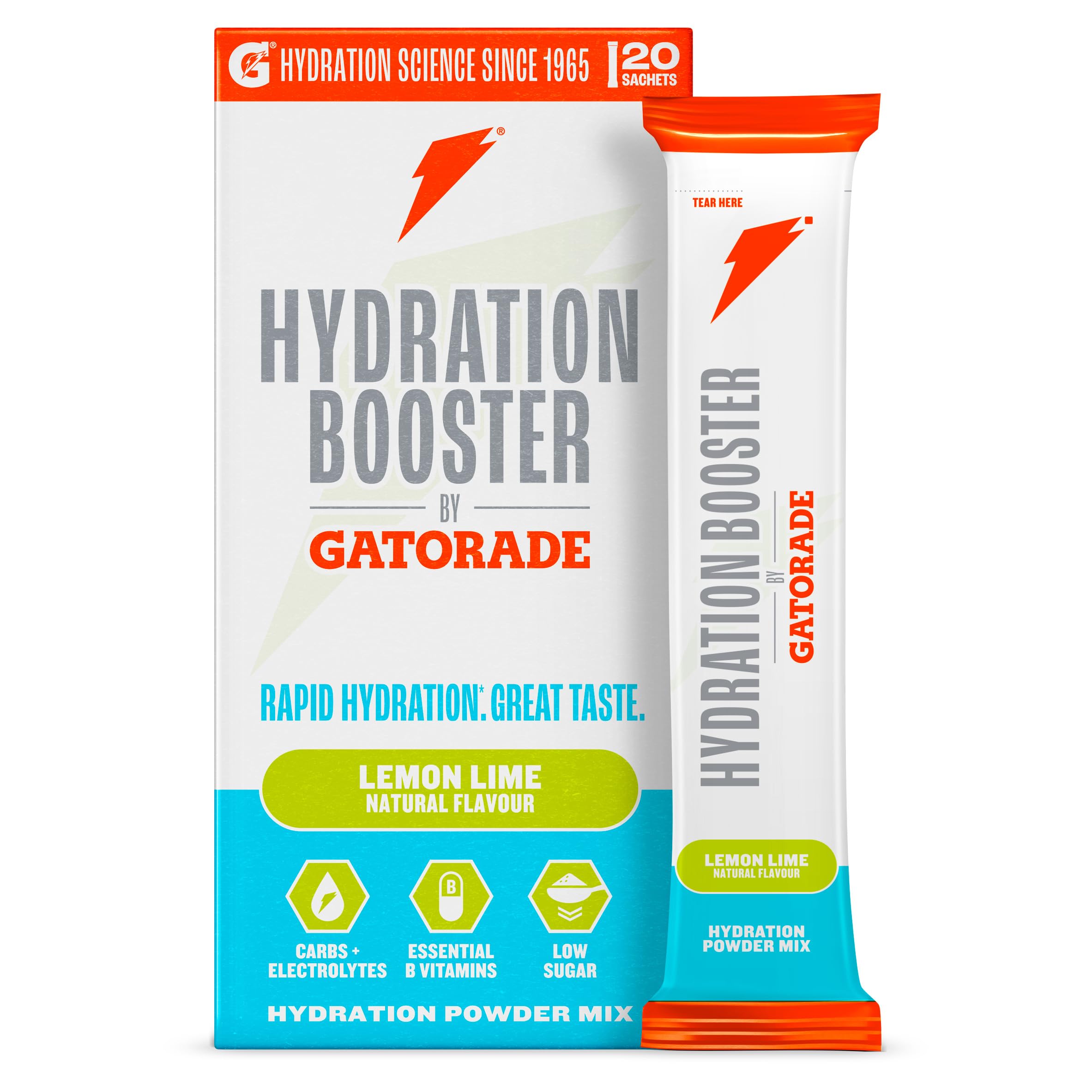 Gatorade Hydration Booster Lemon & Lime Powder Sachets - Electrolytes & Vitamins (Pack of 20) 1