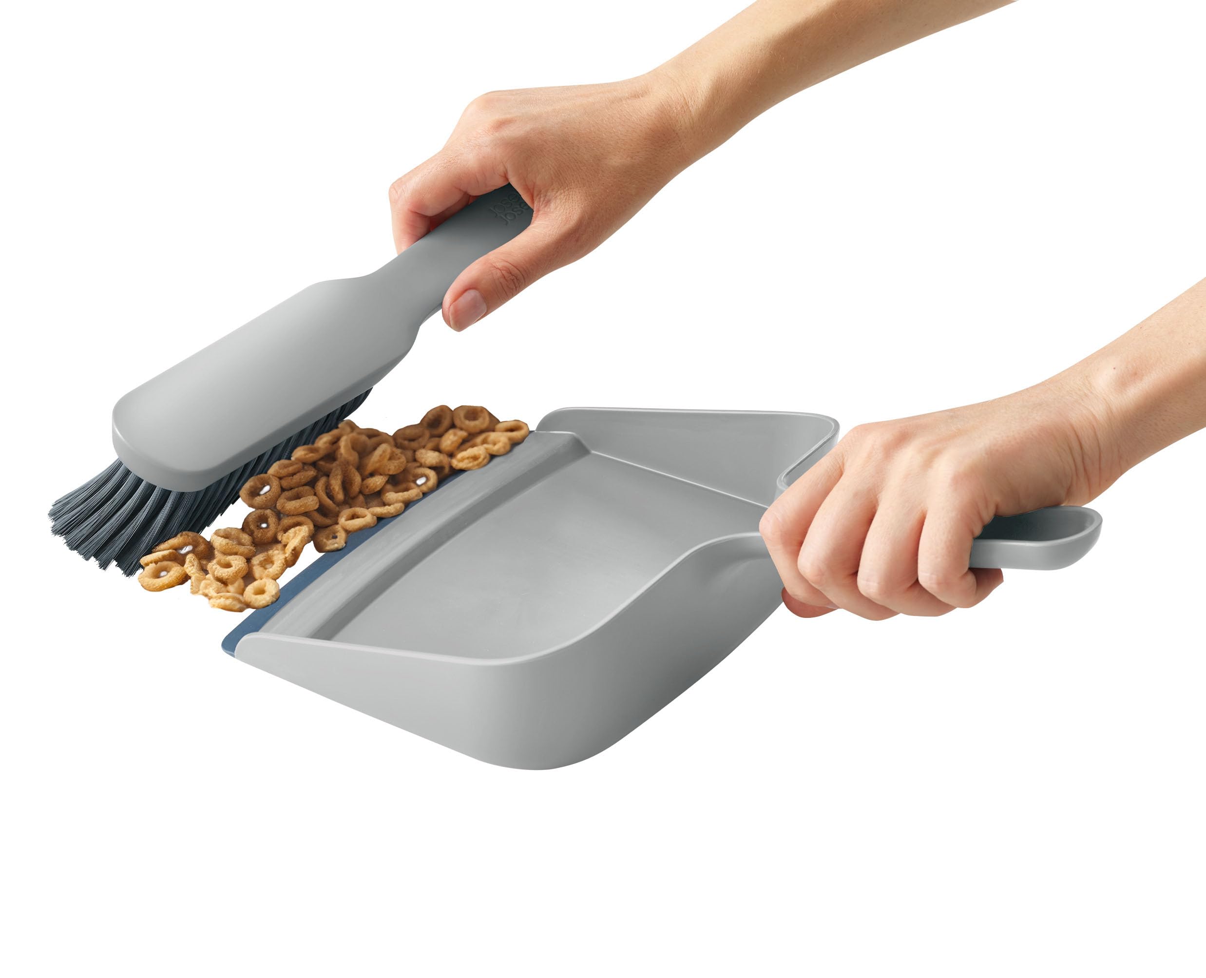 Joseph Joseph CleanTech Wall-mounted Dustpan & Brush Set | Stone Color | Rubber Edge 2