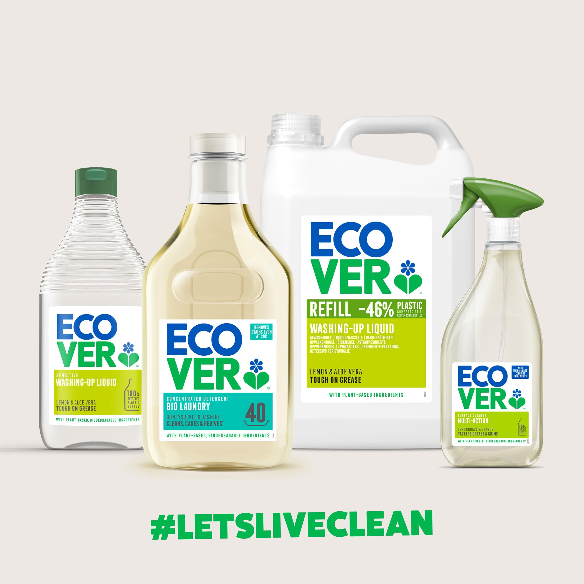 Ecover Washing Up Liquid - Dishwashing Soap, Tough on Grease, Fresh Scent, 990g 3