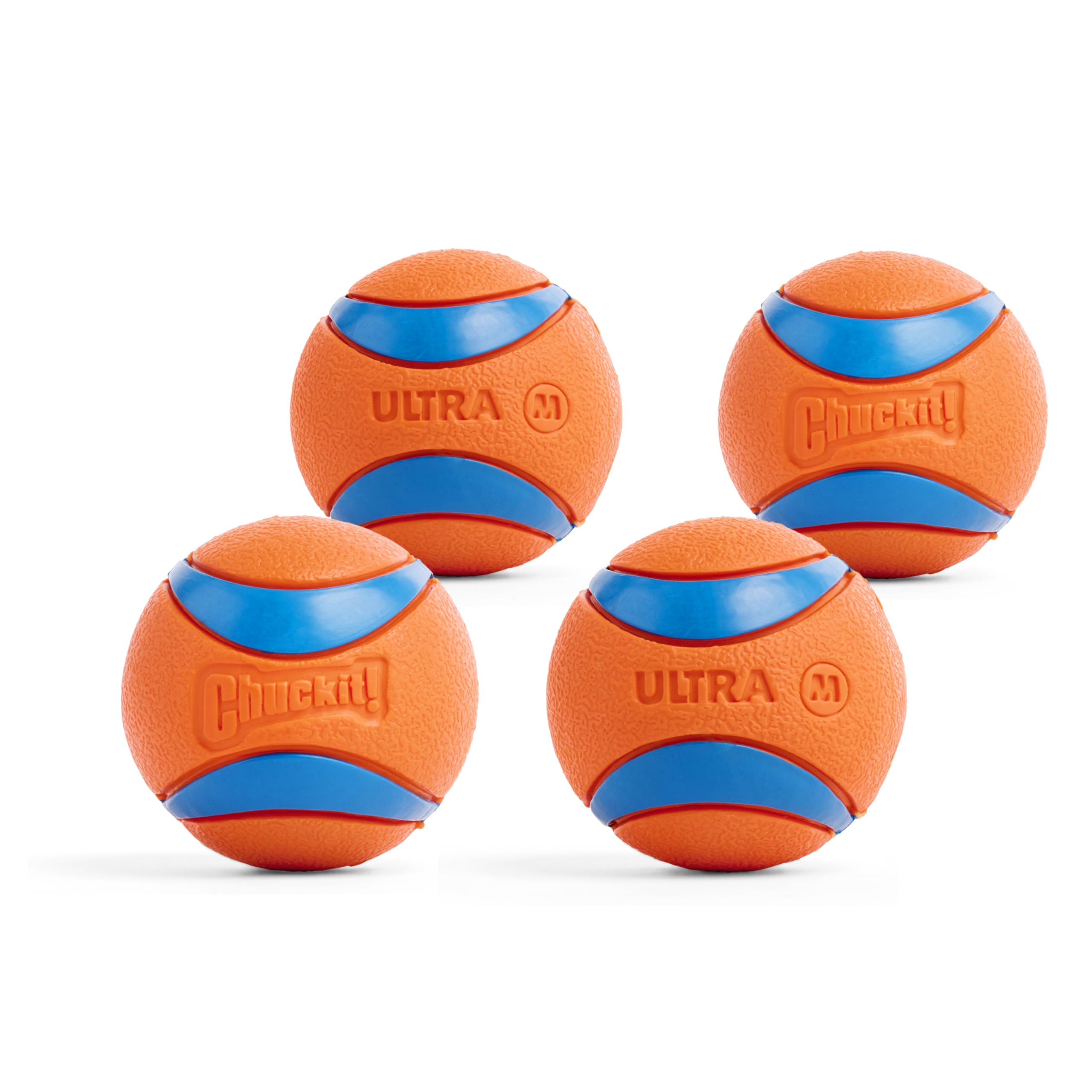 Chuckit! Ultra Balls - Medium Size Fetch Toy | 4-Pack | Orange Natural Rubber