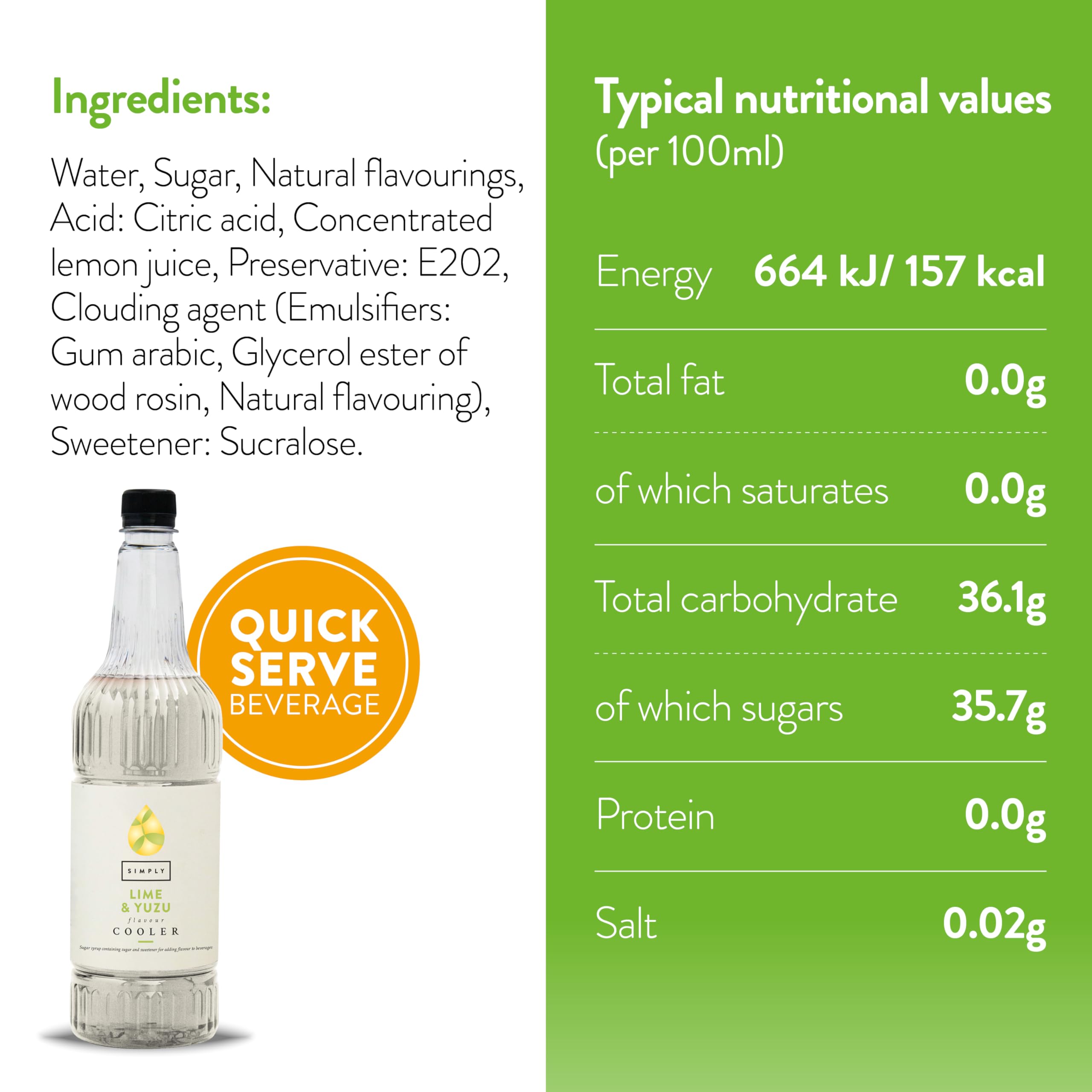 Simply Lime & Yuzu Cooler Syrup - Zesty Citrus Mixer for Cocktails & Mocktails | 1L 3