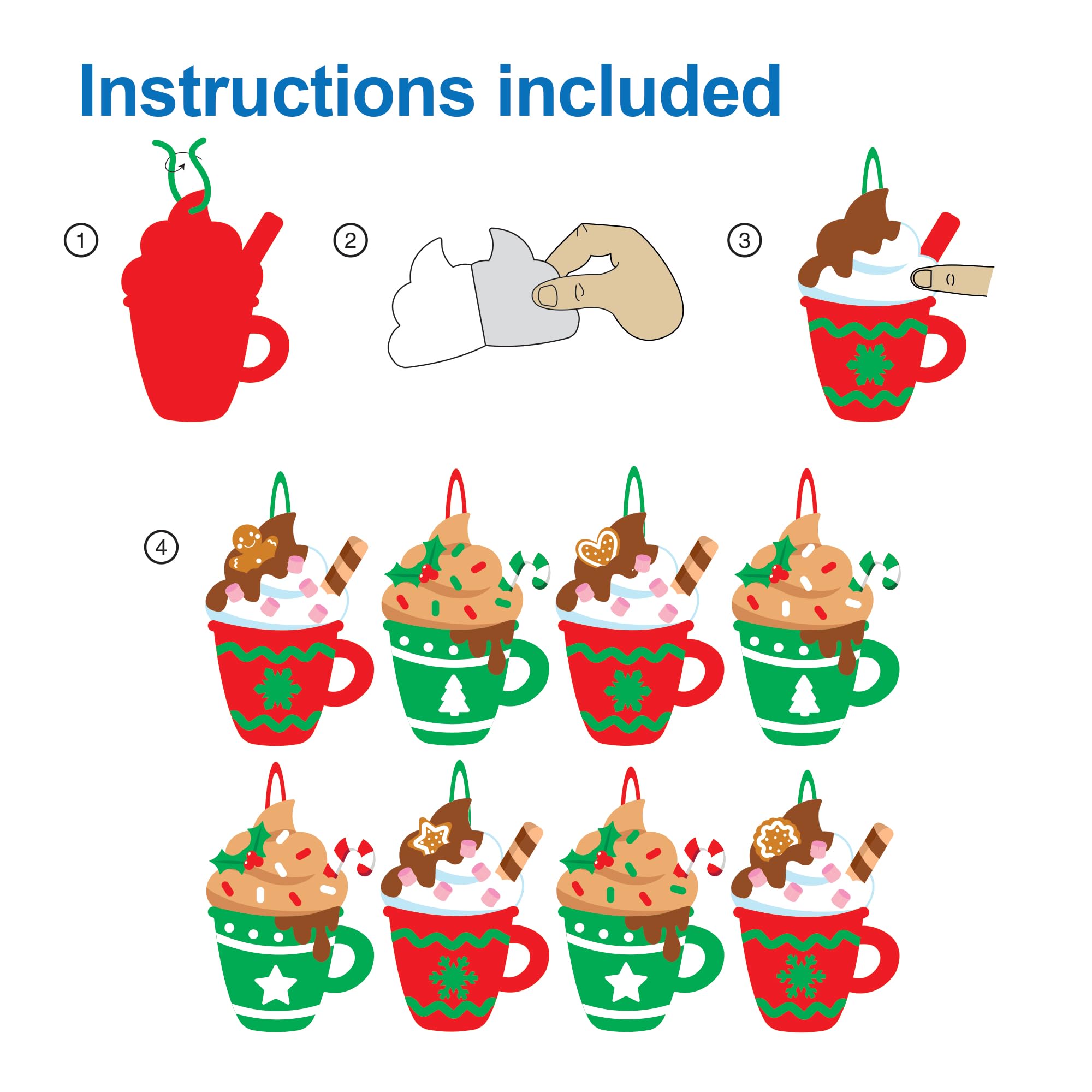 Baker Ross FN337 Hot Chocolate Christmas Mugs Decoration Kits - Pack of 8 12