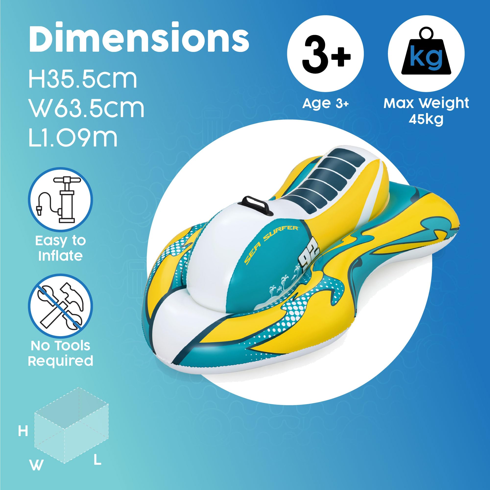 Bestway Sea Surfer Kids Ride-On Pool Float Jet Ski Inflatable | Ages 3+ | 45 kg Capacity 4