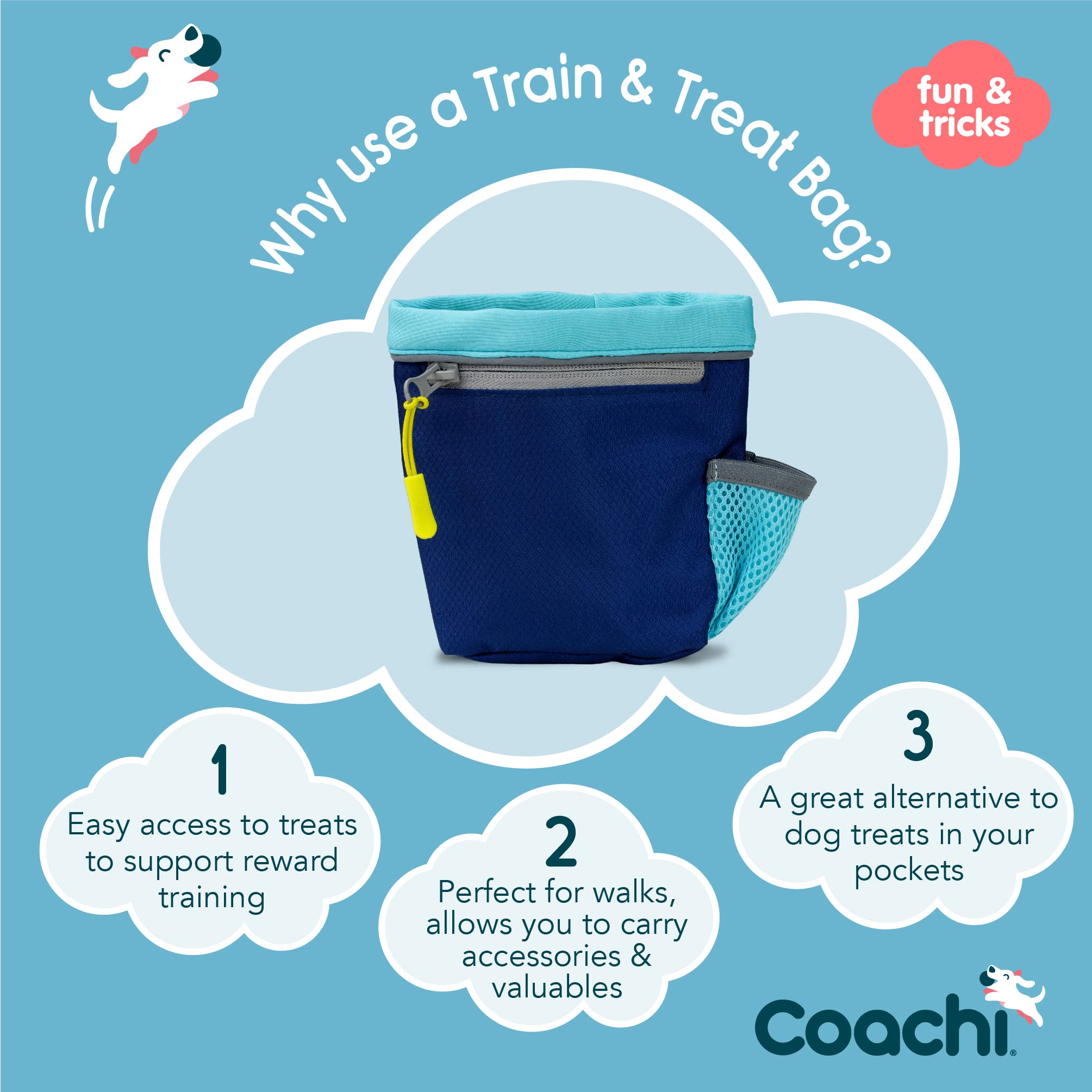 Coachi Train & Treat Bag - Generously Sized Treat Compartment | Secure Attachment | Neoprene