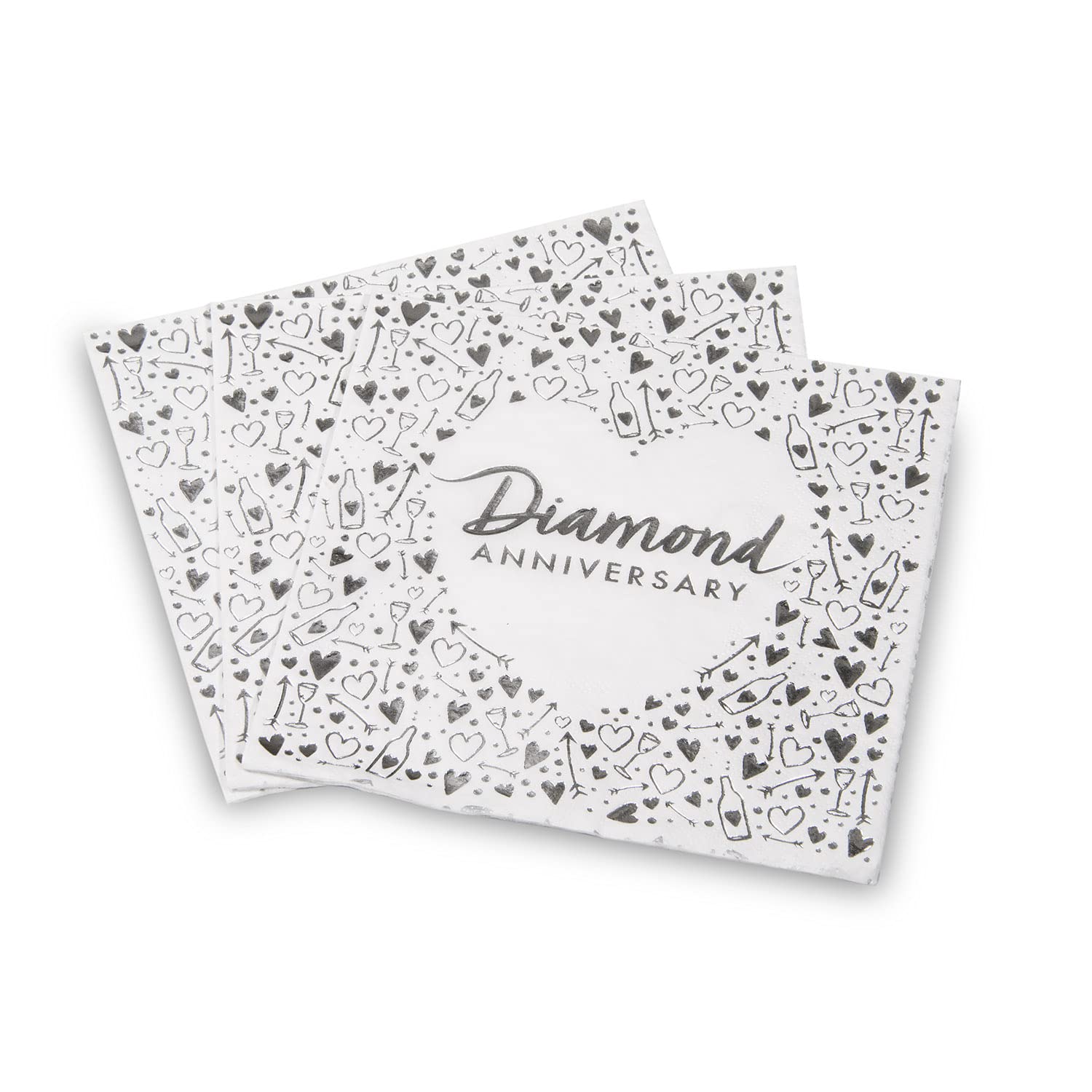 Anniversary House Diamond Anniversary 3-Ply Paper Luncheon Napkins - 16 Count | 13 Inch 2