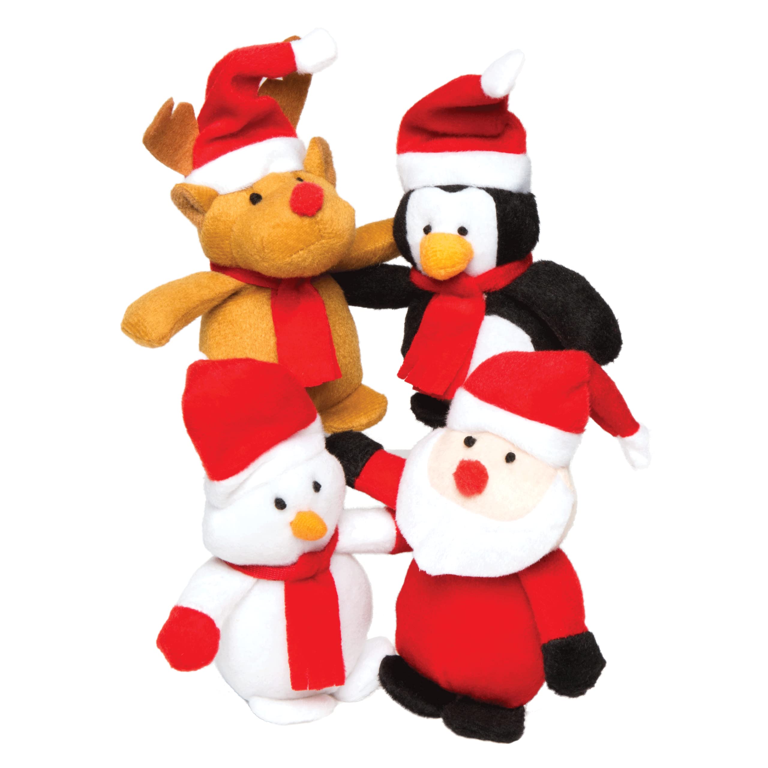 Baker Ross Christmas Bean Pals Cuddly Toys - 4 Assorted Plush Characters for Kids