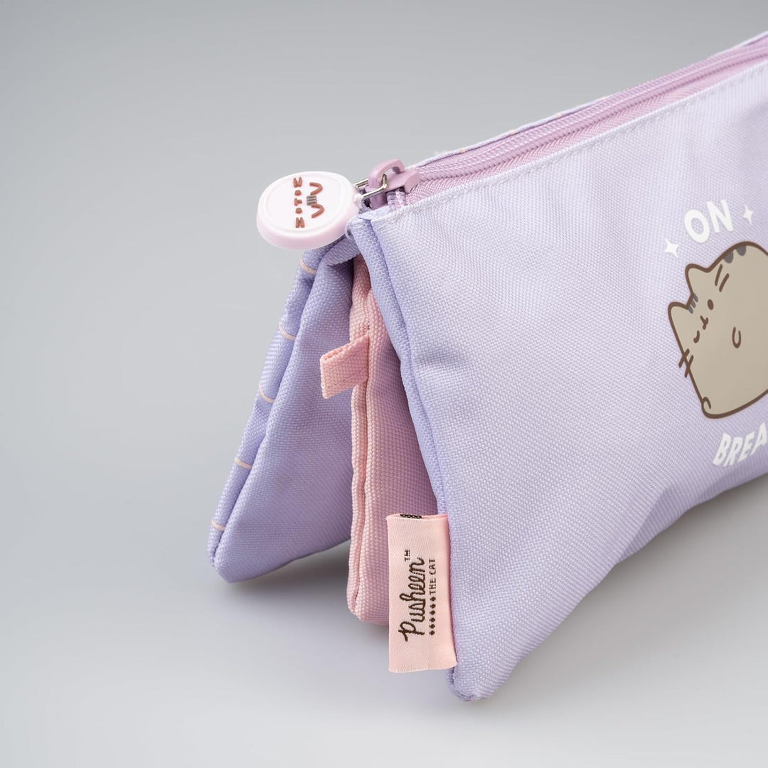 Grupo Erik Pusheen Triple Compartment Pencil Case (3-Pocket Kids Pencil Case)