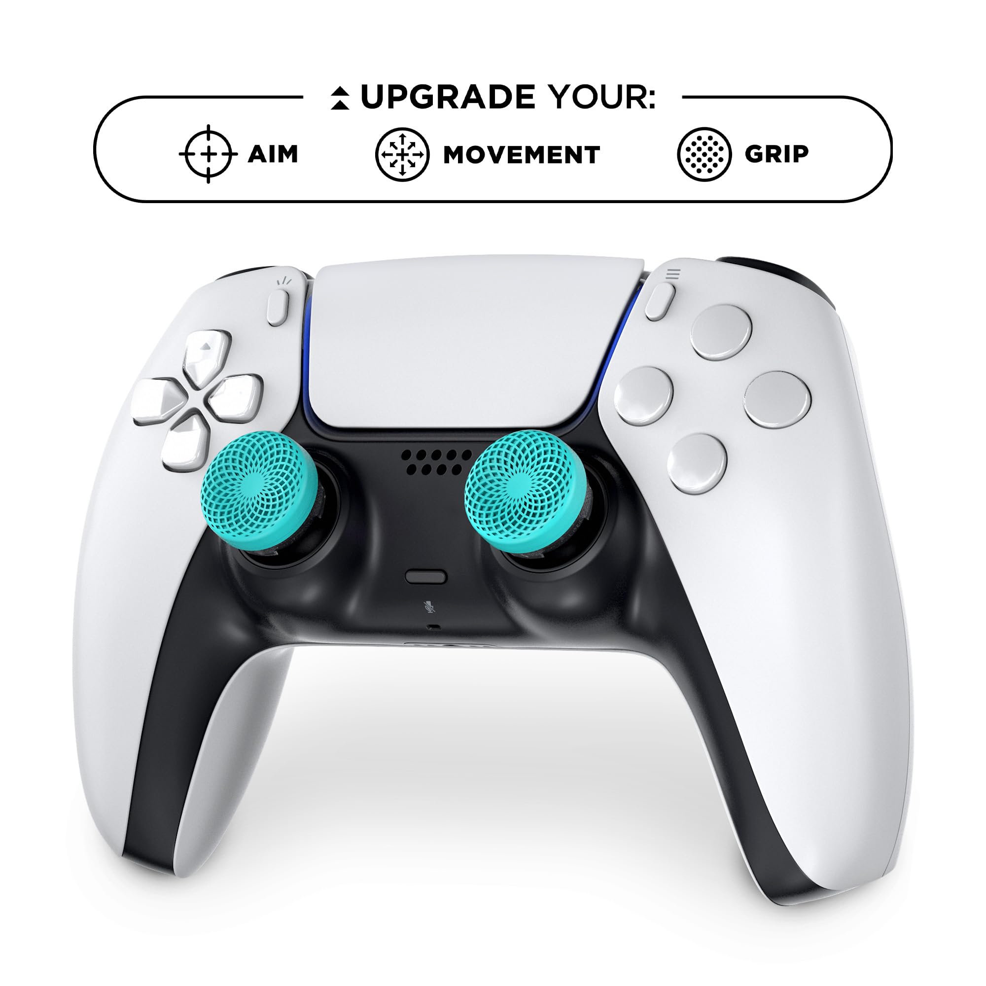 KontrolFreek Lotus Thumb Grips - Mid-Rise Height (6.1mm) | Blue-Green Rubber | For PS5 & PS4 5