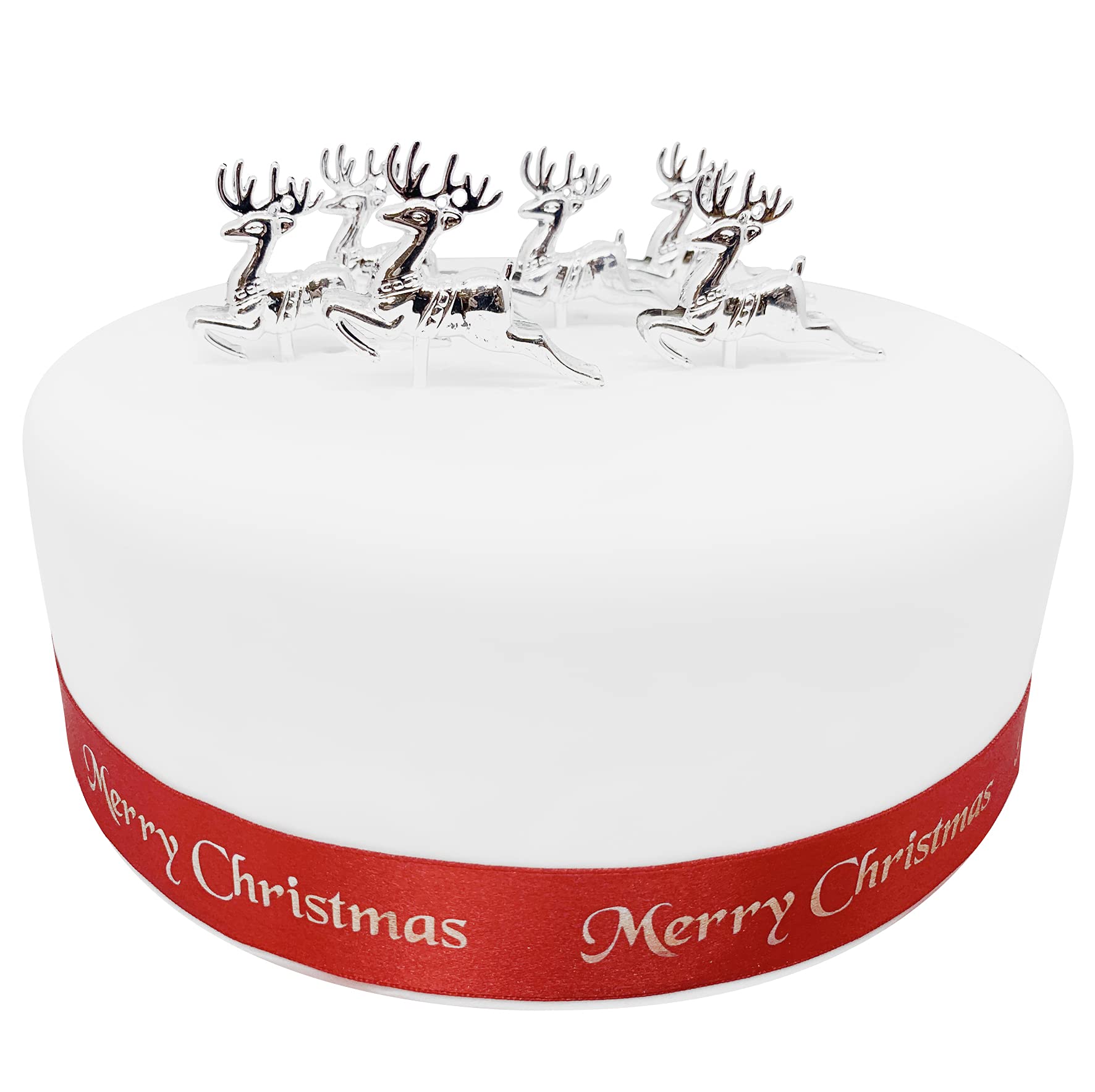 Anniversary House Reindeer Cake Toppers - 6pcs Silver Plastic Christmas Decorations, BX069 4