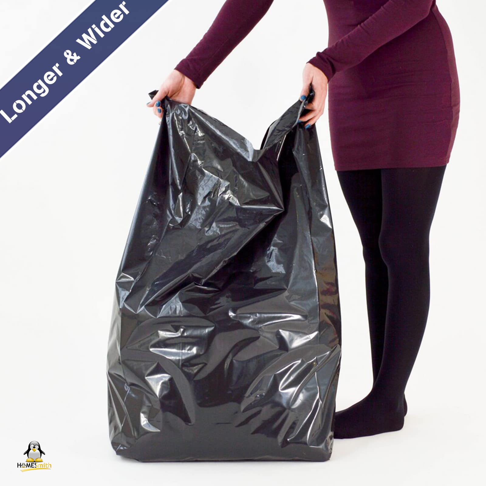 HomeSmith Extra Large Extra Heavy Duty Refuse Sacks - 120L Capacity, Pack of 10 Black Bin Bags 5