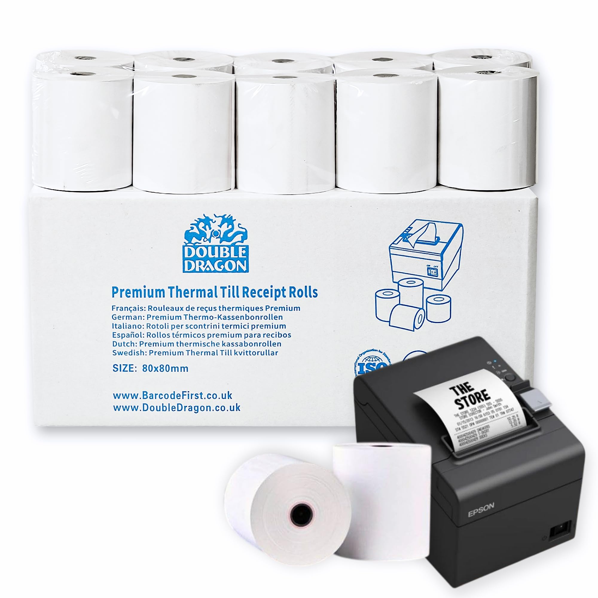 Double Dragon Thermal Paper Till Receipt Roll - 80x80mm | 5 Rolls Pack | Premium Wood Pulp