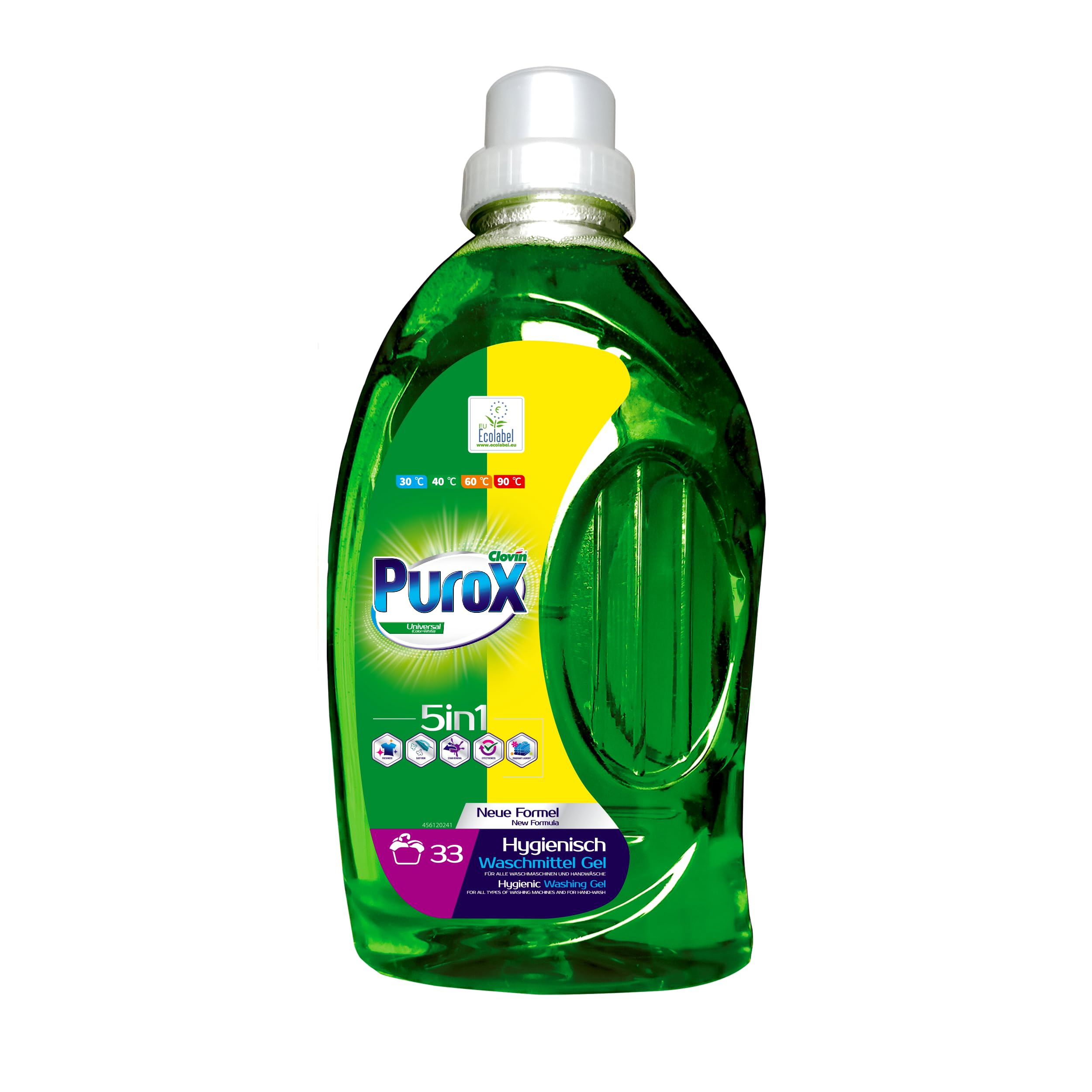 Clovin Purox Universal Liquid Detergent Gel - 33 Washes | 1L | Phosphate-Free