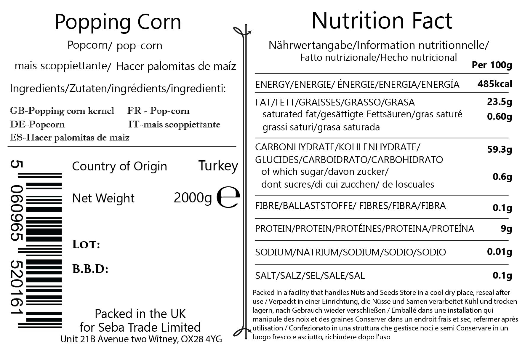 Seba Garden Popping Corn Kernels - GMO Free, Resealable Bag | 1 kg (Pack of 2) 7