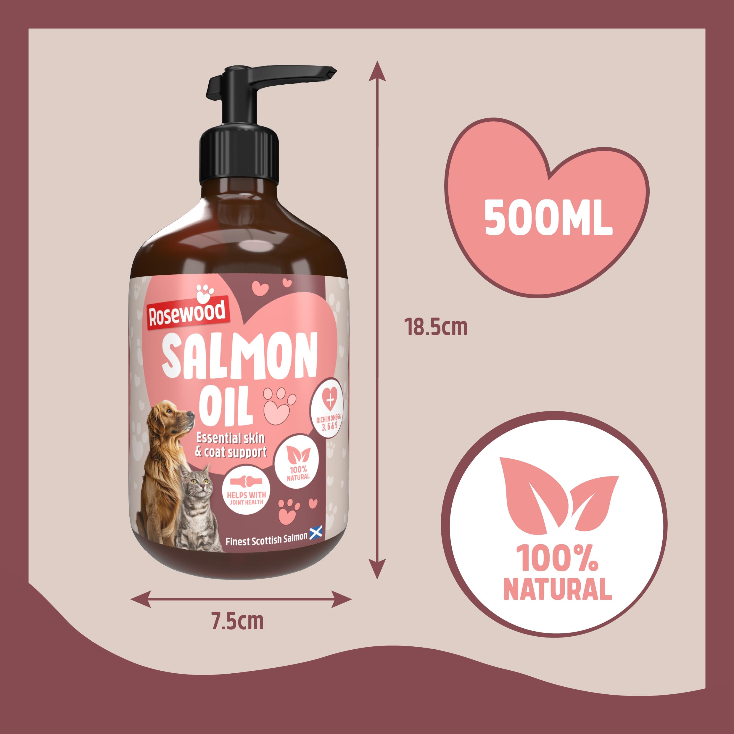 Rosewood Scottish Salmon Oil - Rich in Omega 3, 6 & 9 Fatty Acids for Healthy Skin & Coat | 500ml 3