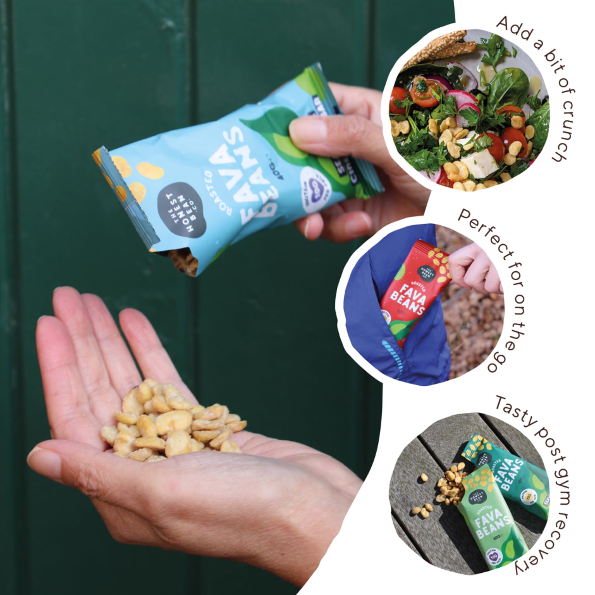 The Honest Bean Co Roasted Fava Beans, Salt & Vinegar - 40g (Pack of 12) 4