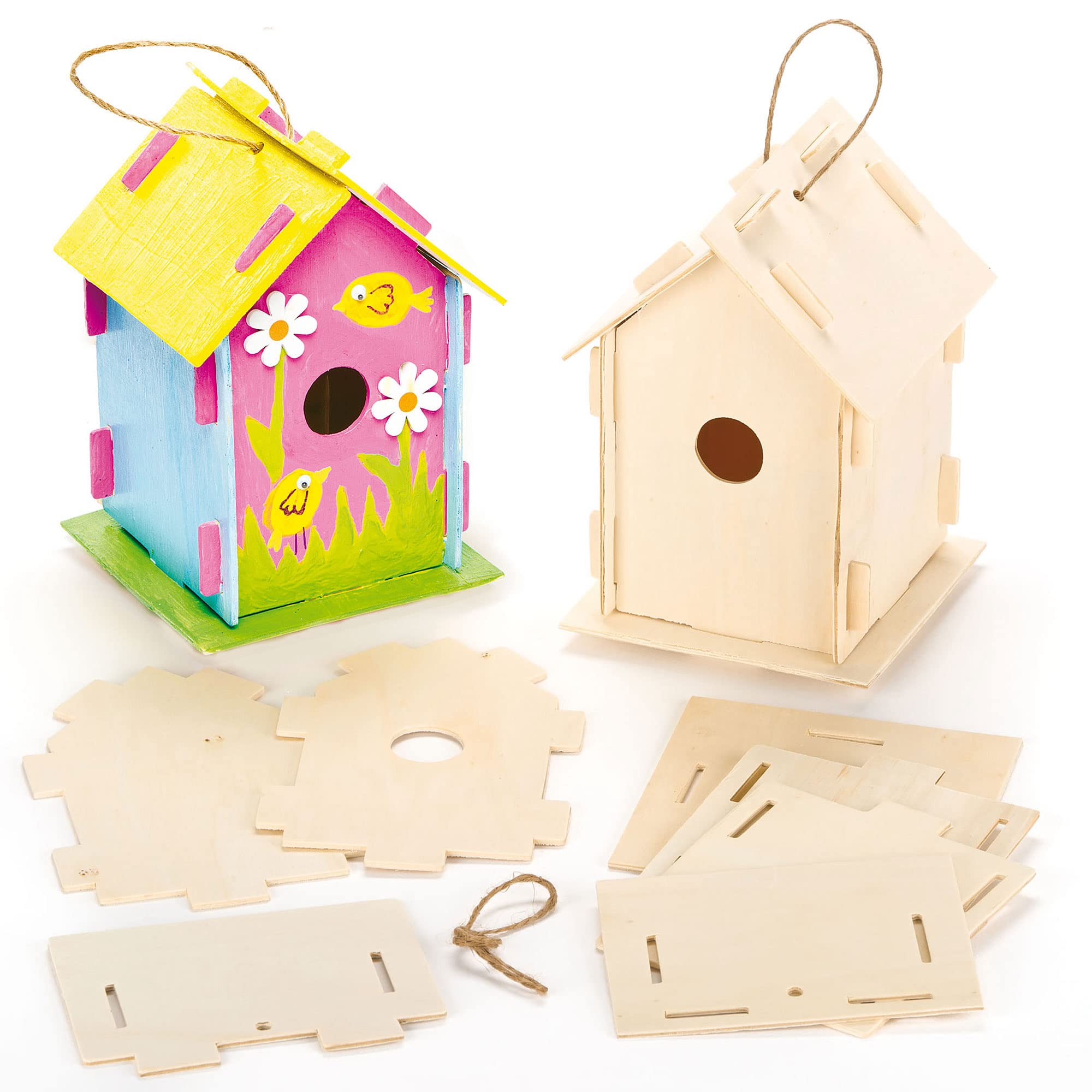 Baker Ross Wooden Birdhouse Kits for Kids to Make & Decorate | Pack of 2 | Ages 5+ 1