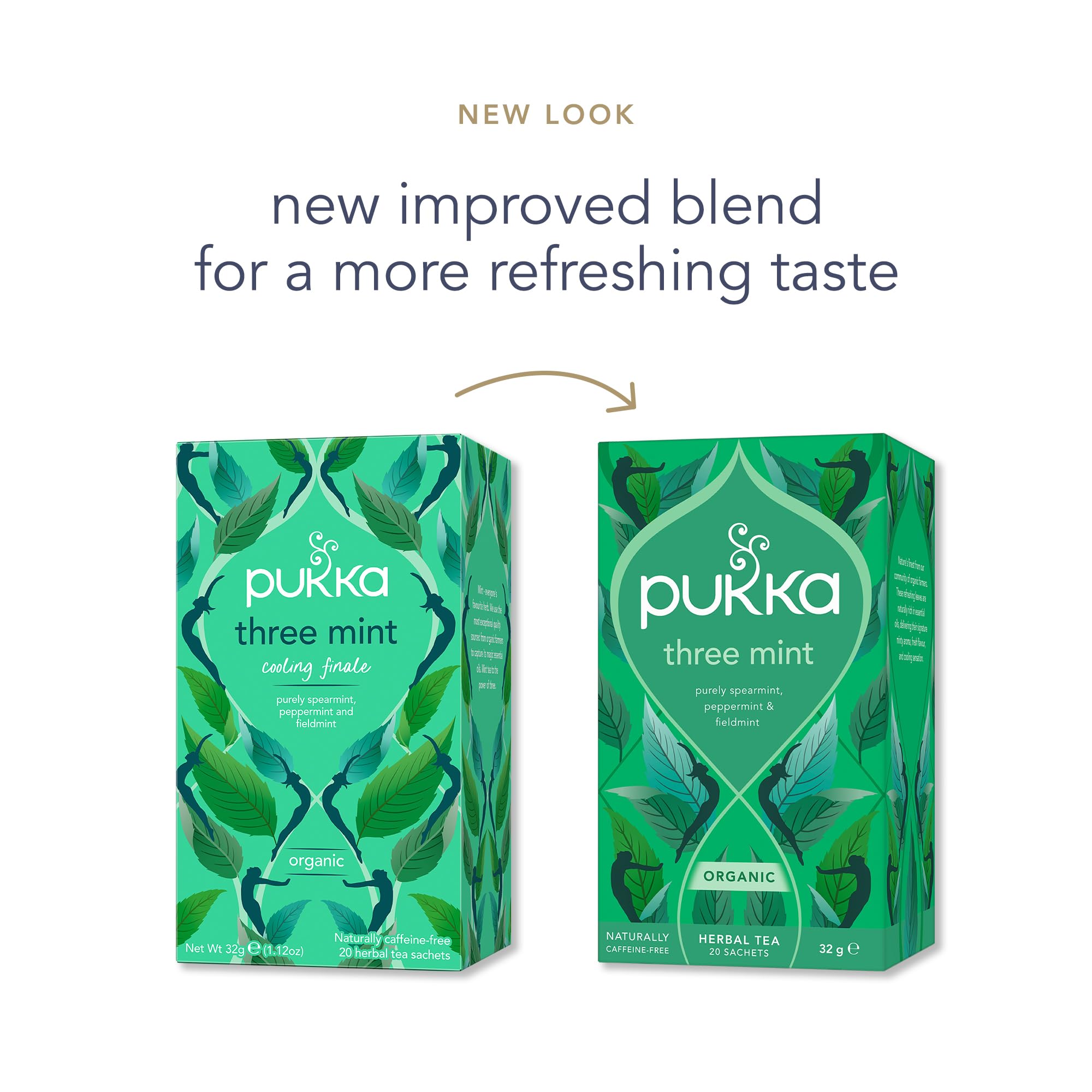 Pukka Herbs Three Mint Organic Herbal Tea Infusion | 80 Count (Pack of 4) | Caffeine-Free