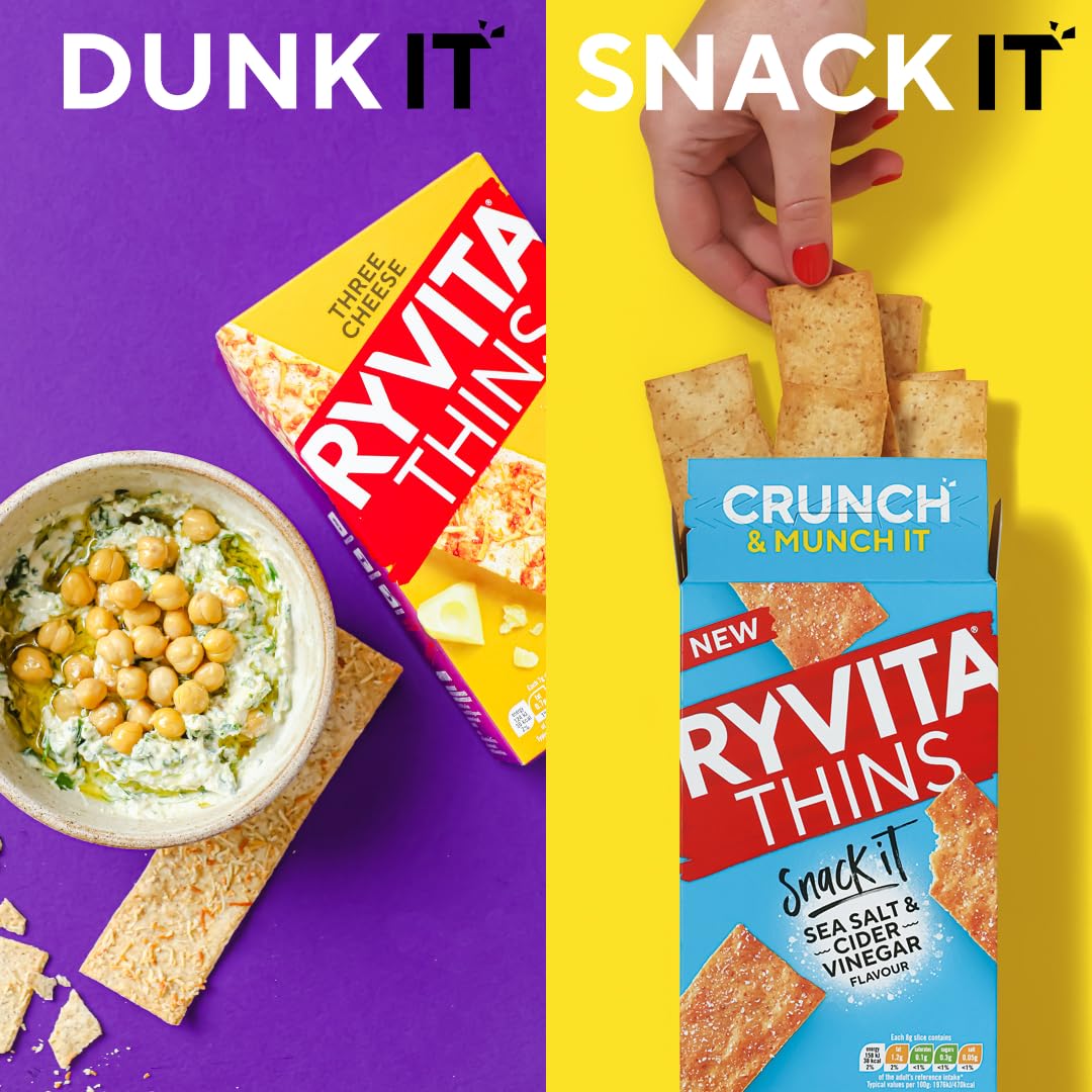 Ryvita Sweet Chilli Thins | Crispy Flatbreads for Dipping, Snacking & Sharing | Source of Fibre | 6 x 125g 4
