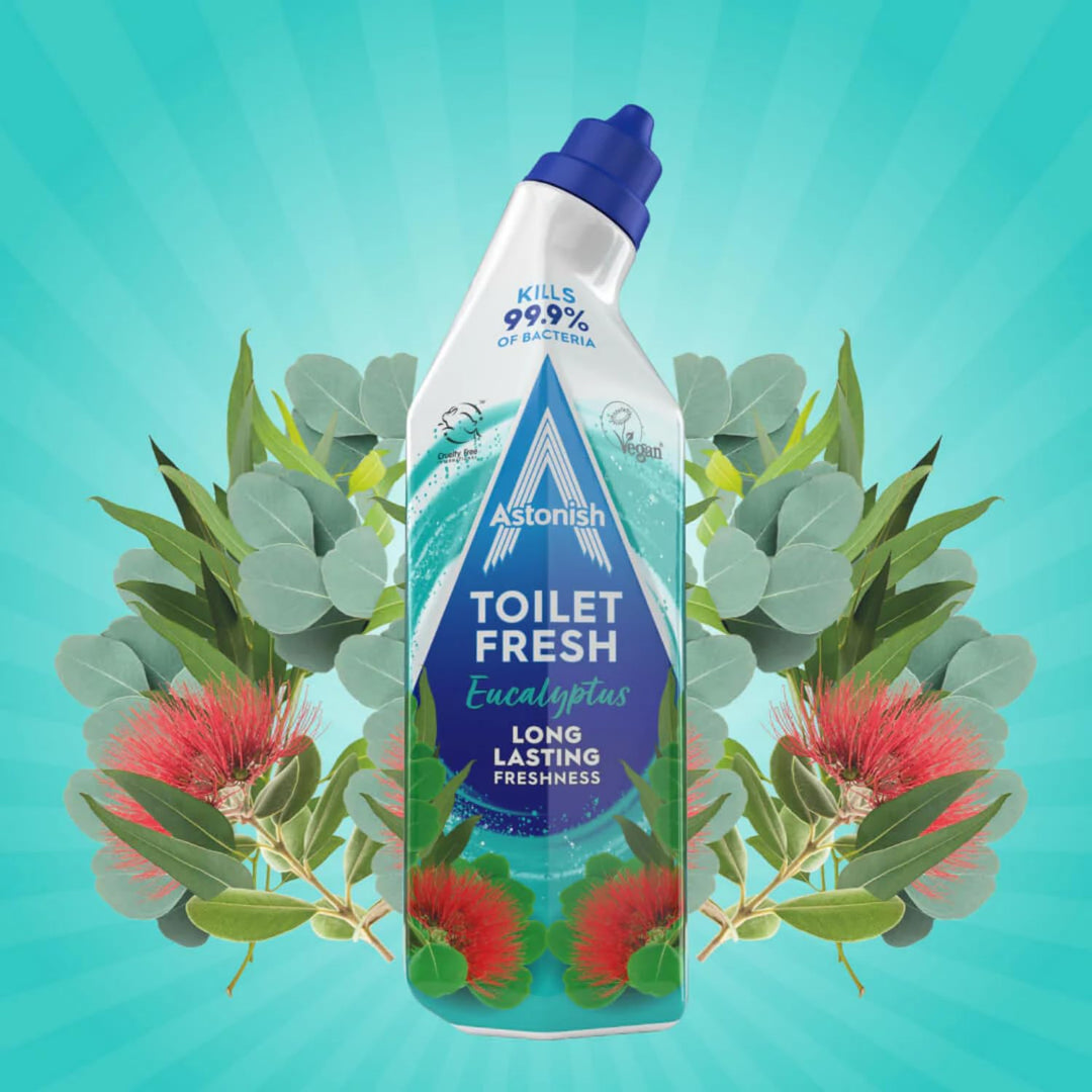 Astonish Eucalyptus Toilet Fresh Gel - Kills 99.9% of Bacteria, Prevents Limescale Buildup
