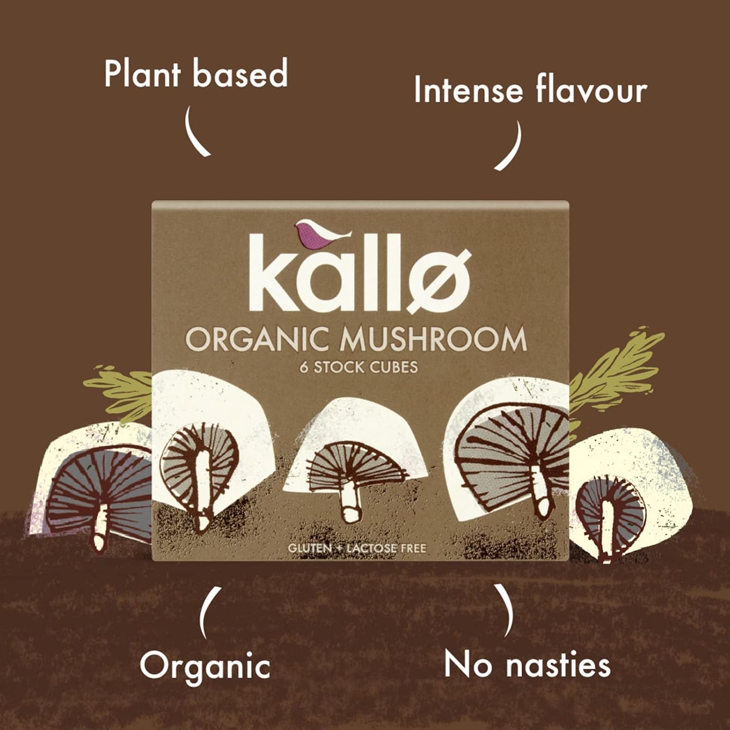 Kallo Organic Mushroom Stock Cubes - Gluten Free, Vegan & Coeliac Friendly Vegetable Stock 9