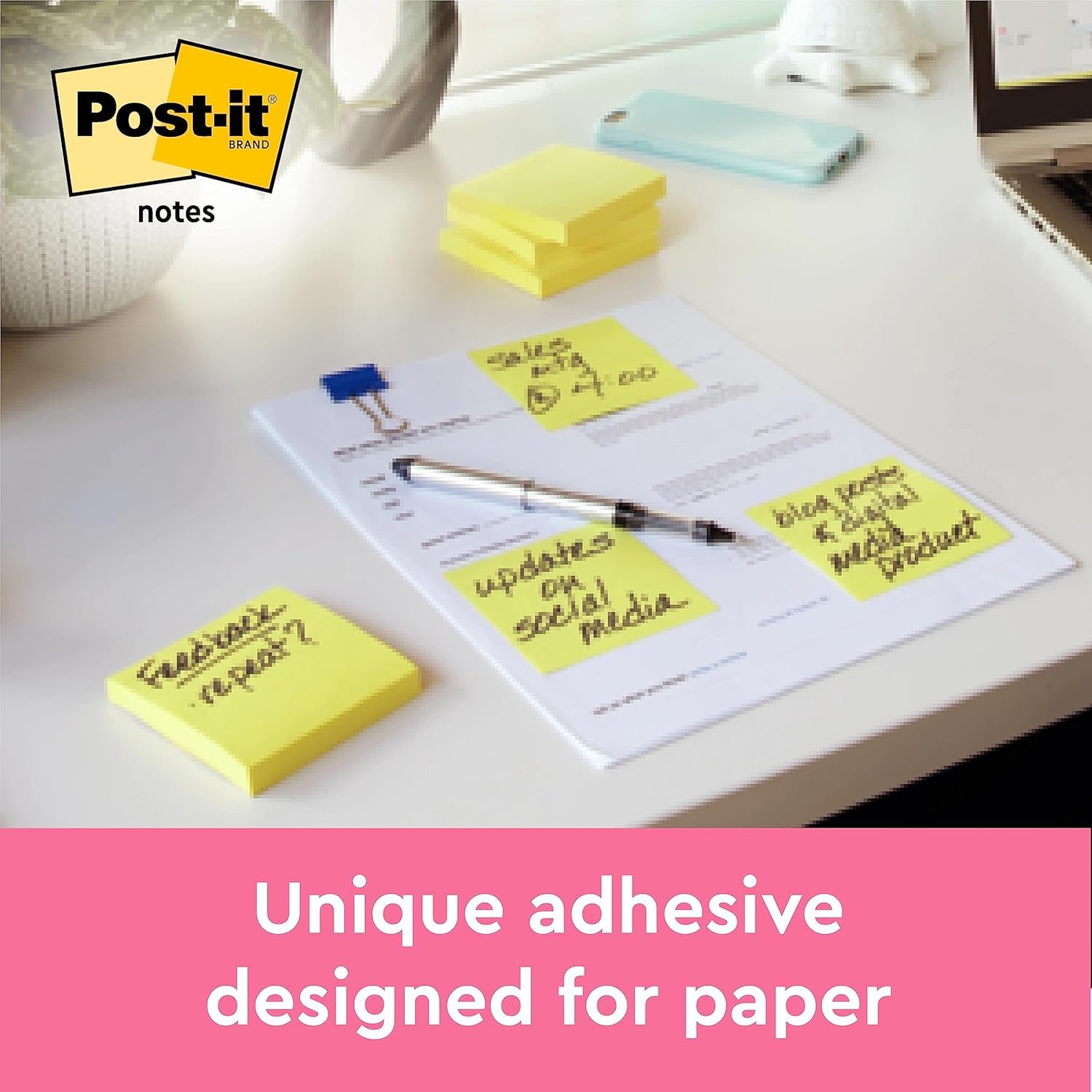 Post-it Notes - Canary Yellow Sticky Notes | 76 mm x 76 mm | 2 Pads of 100 Sheets 5