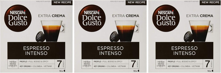 NESCAFE Dolce Gusto Espresso Intenso Coffee Pods - 48 Capsules (3 Boxes of 16)
