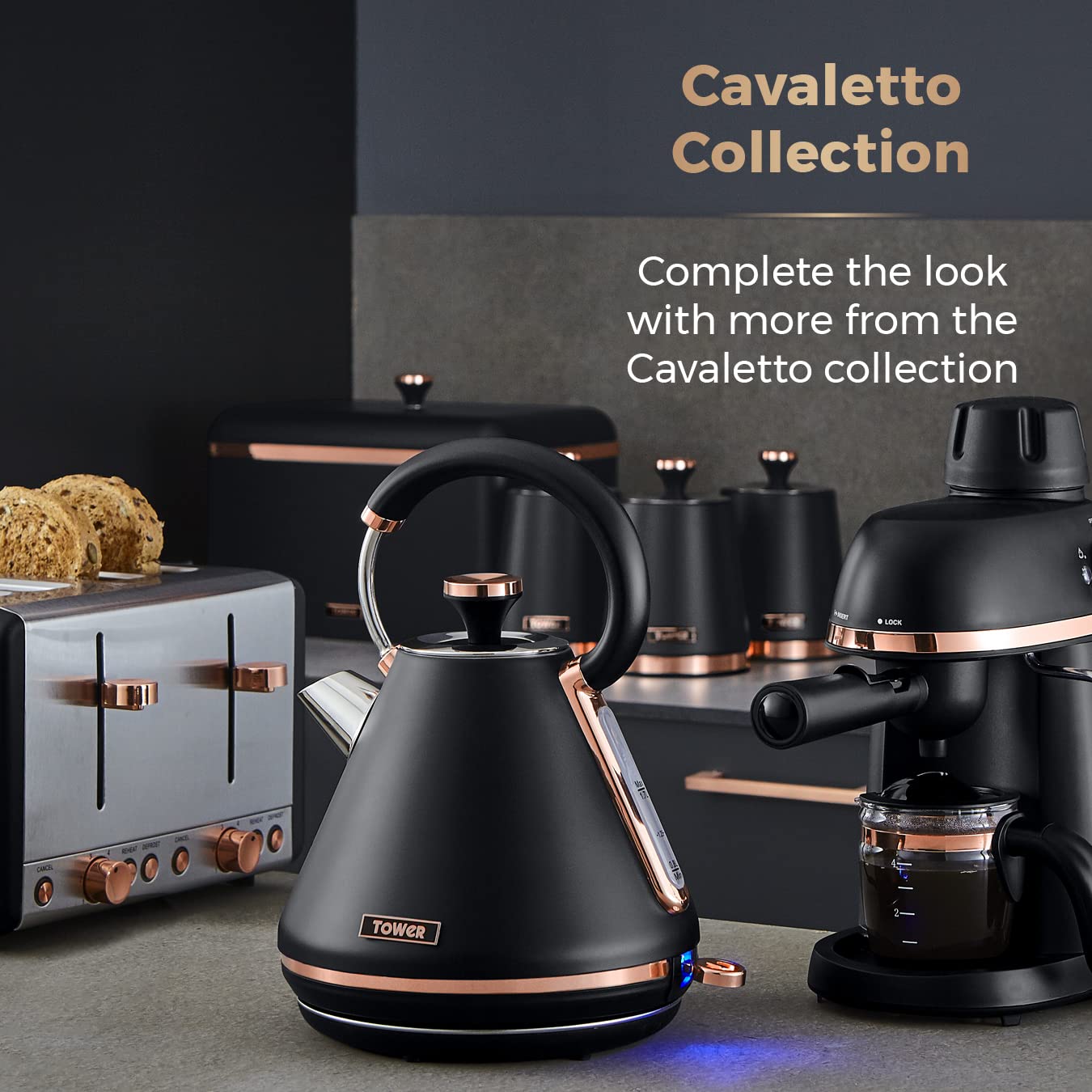 Tower Cavaletto Bread Bin - Large Capacity, Durable Carbon Steel, Removable Lid, Black 8