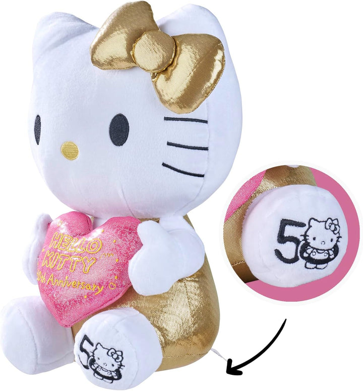 Hello Kitty 50th Anniversary Plush Figure - Golden Edition Collectible for Ages 3+